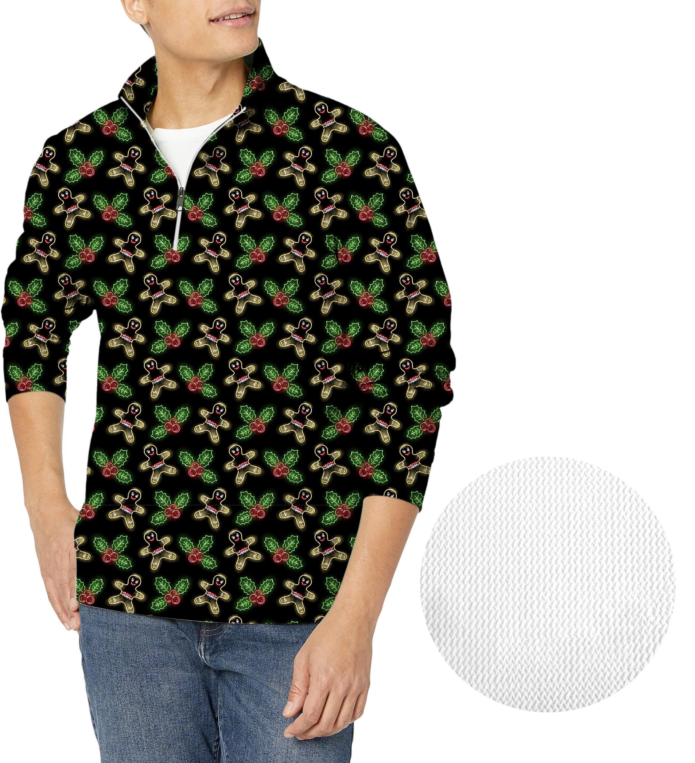 Neon Gingerbread Man-Men's Golf Waffle Zipper Pullover