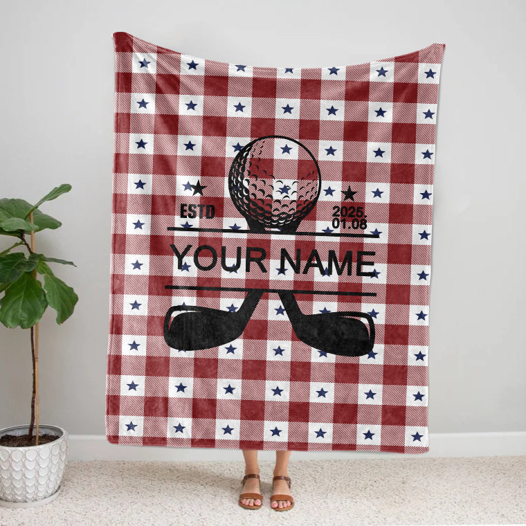 Personalized Your Date Name Golf Fleece Blanket | Sherpa Blanket Sports Team gift