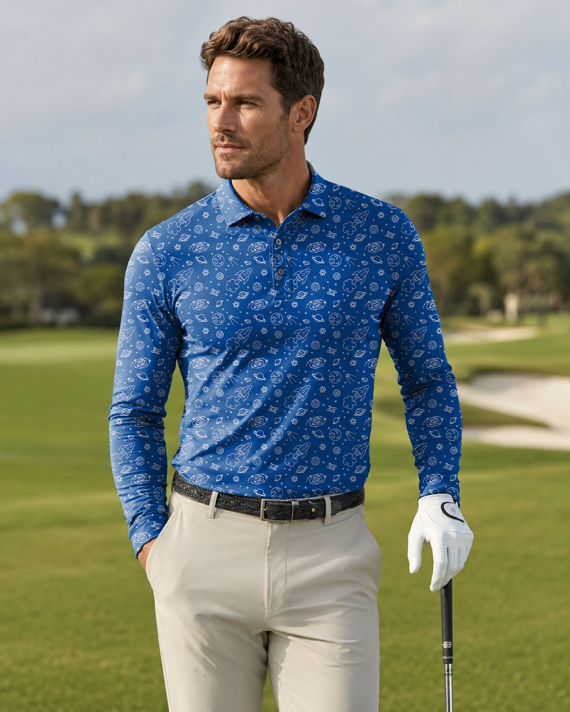 Men's Space Out golf Long-sleeved Polo