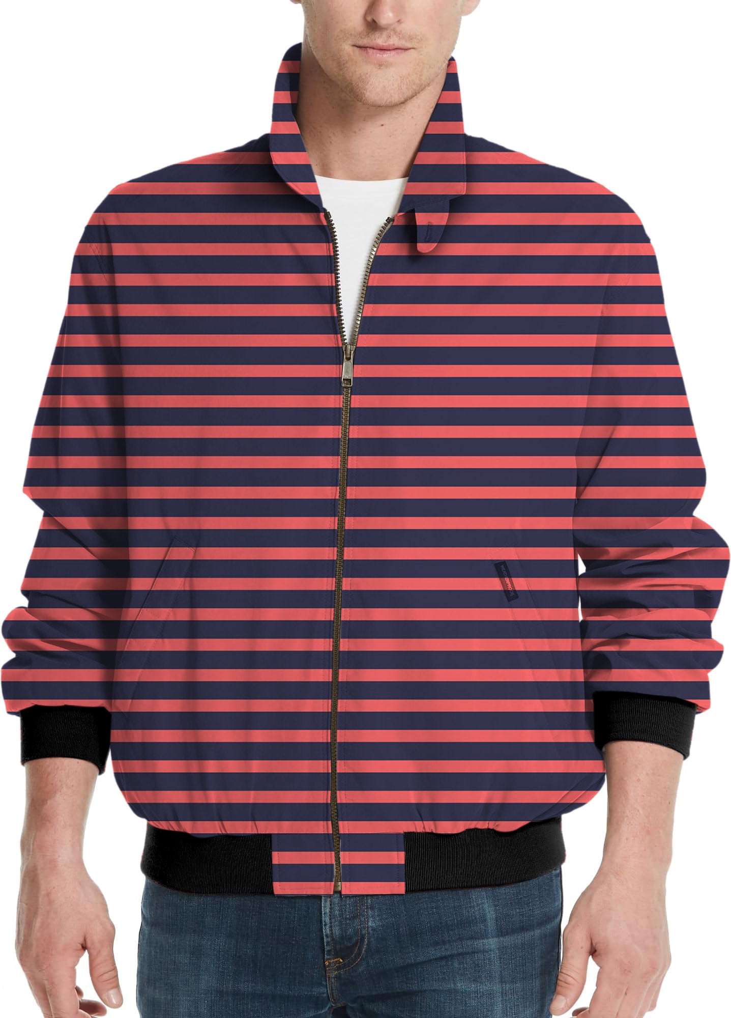 Navy Red Stripes-Men's Golf Windbreaker Light Jacket
