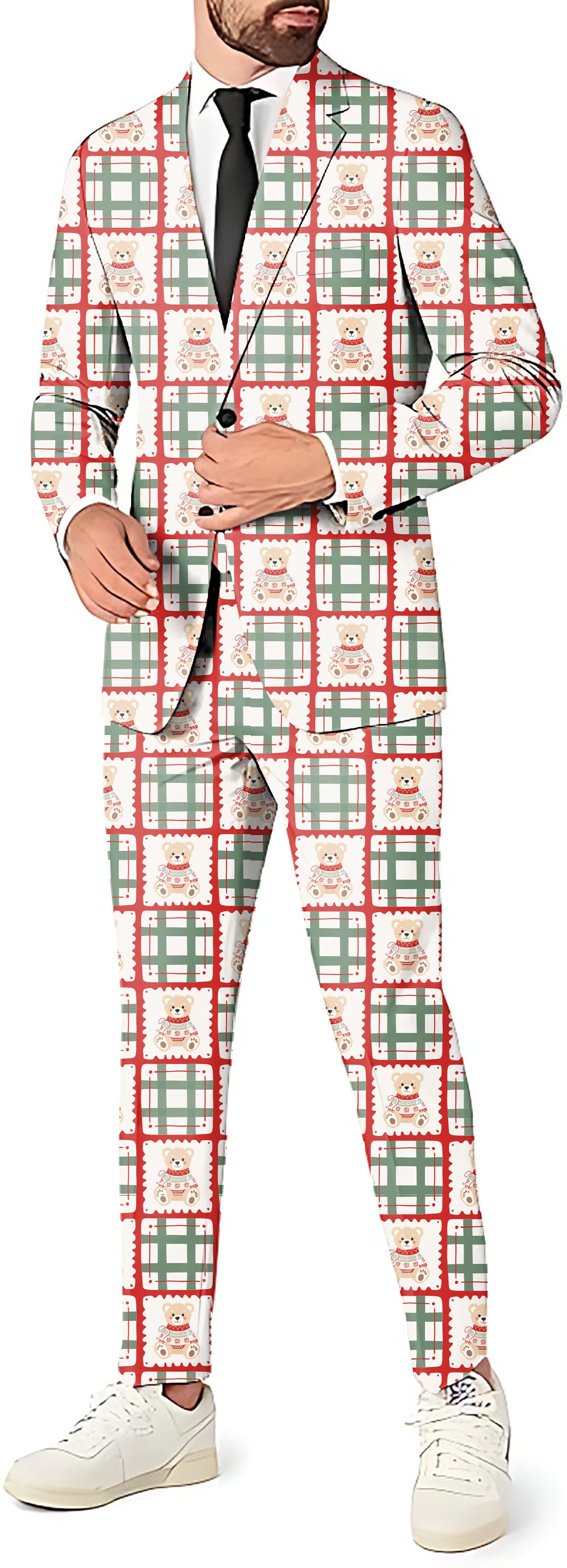 Cute Christmas Teddy Bear Men's Party Costumes-Theme Party 2 or 3pcs Suit set-Blazer Pants & Vest