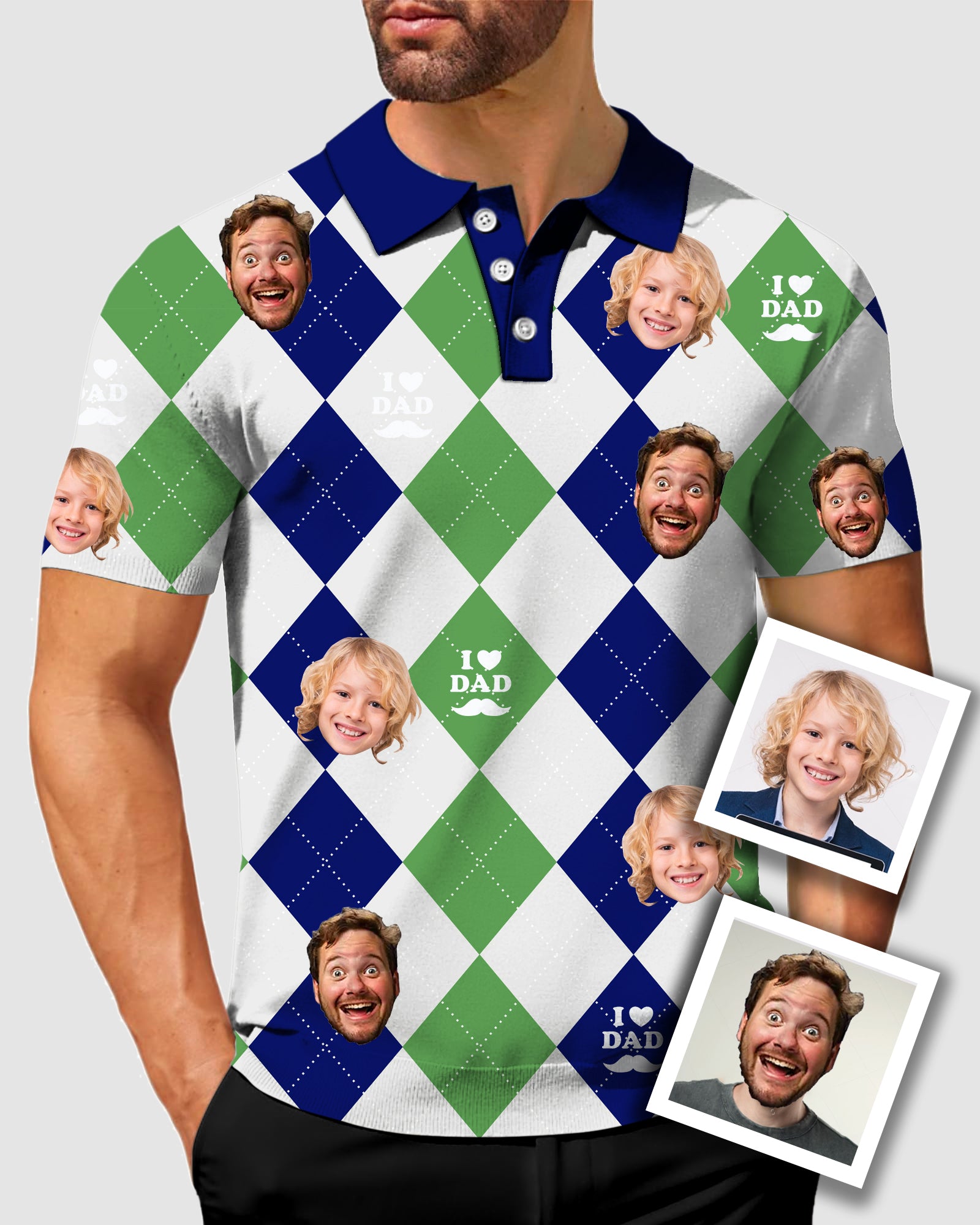 Men's To My Dad Custom Face Men's Golf Polo Father's Day Gift Polo