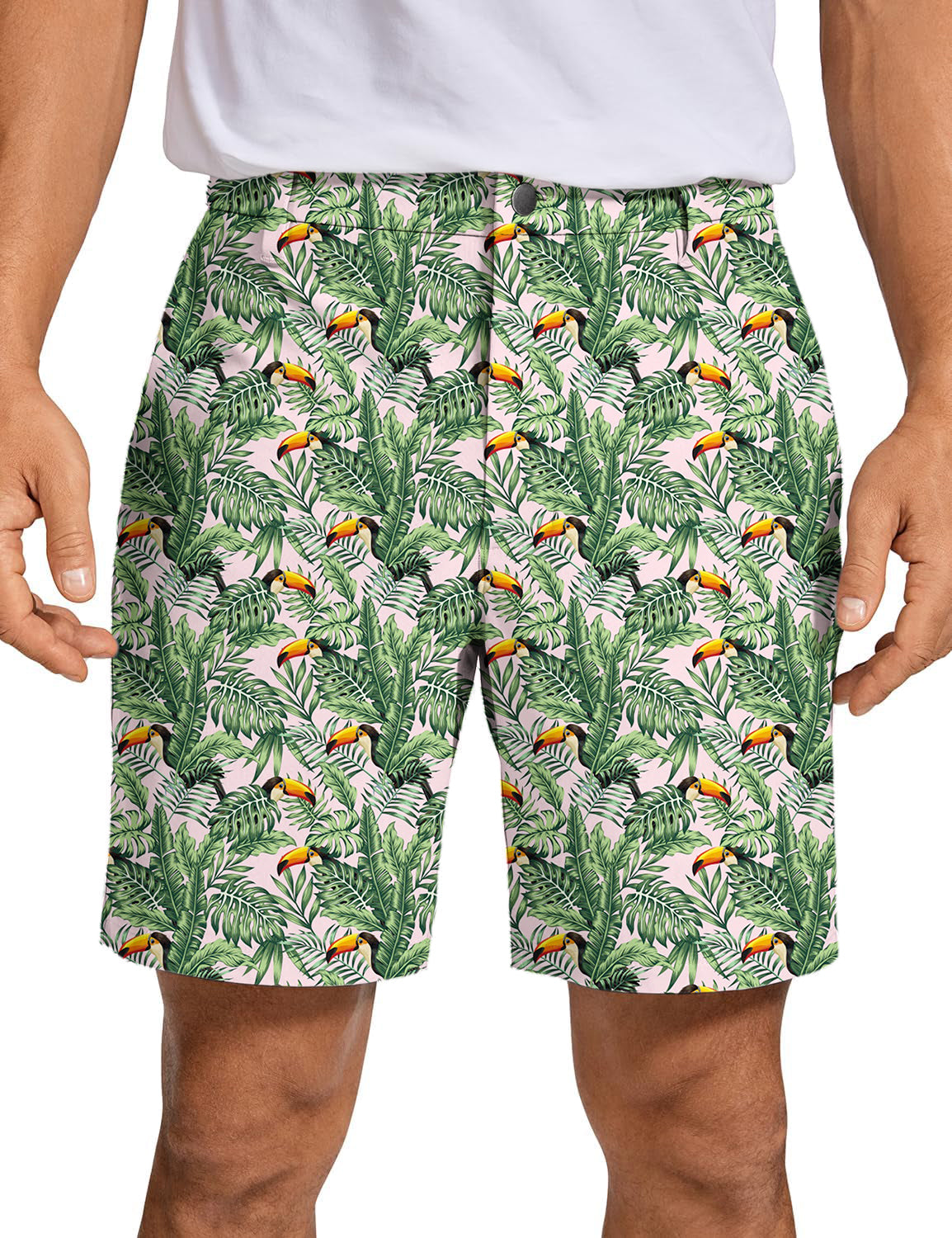Men's  Flamingo green leaves Golf Shorts