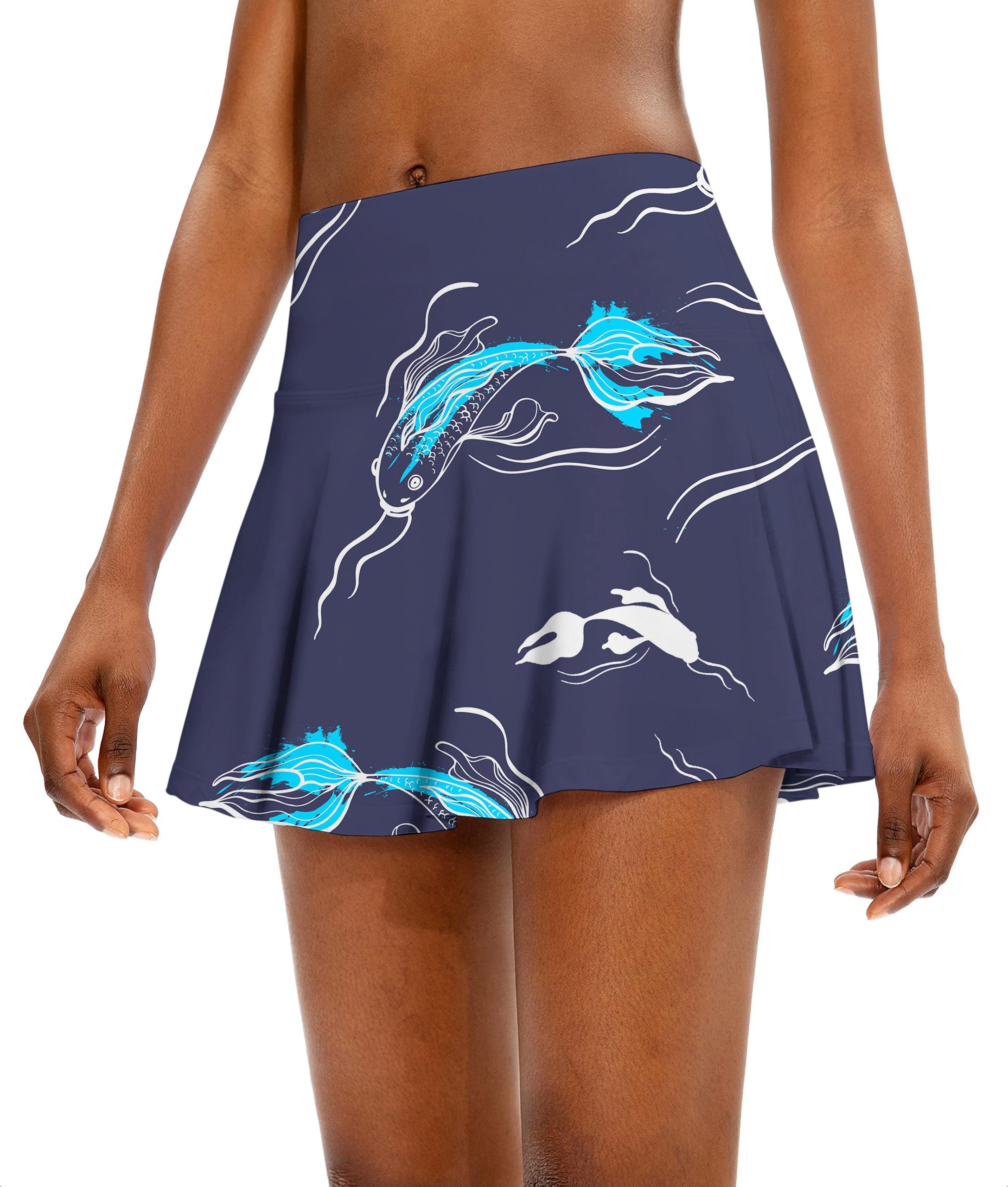 Diamond Accents Fish Women's Athletic Golf Skorts Flared Skirts