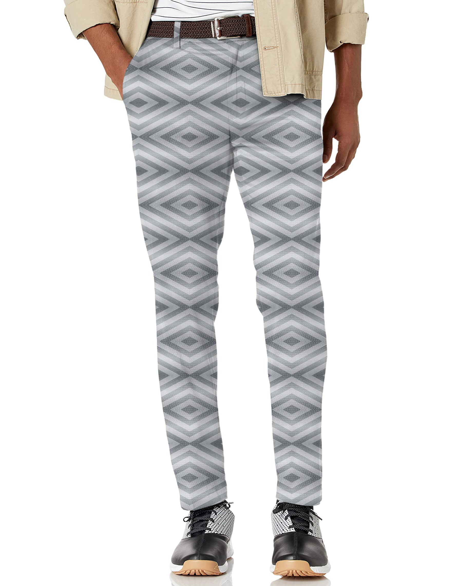 Men's Gray stripe Stretch Golf pants trousers