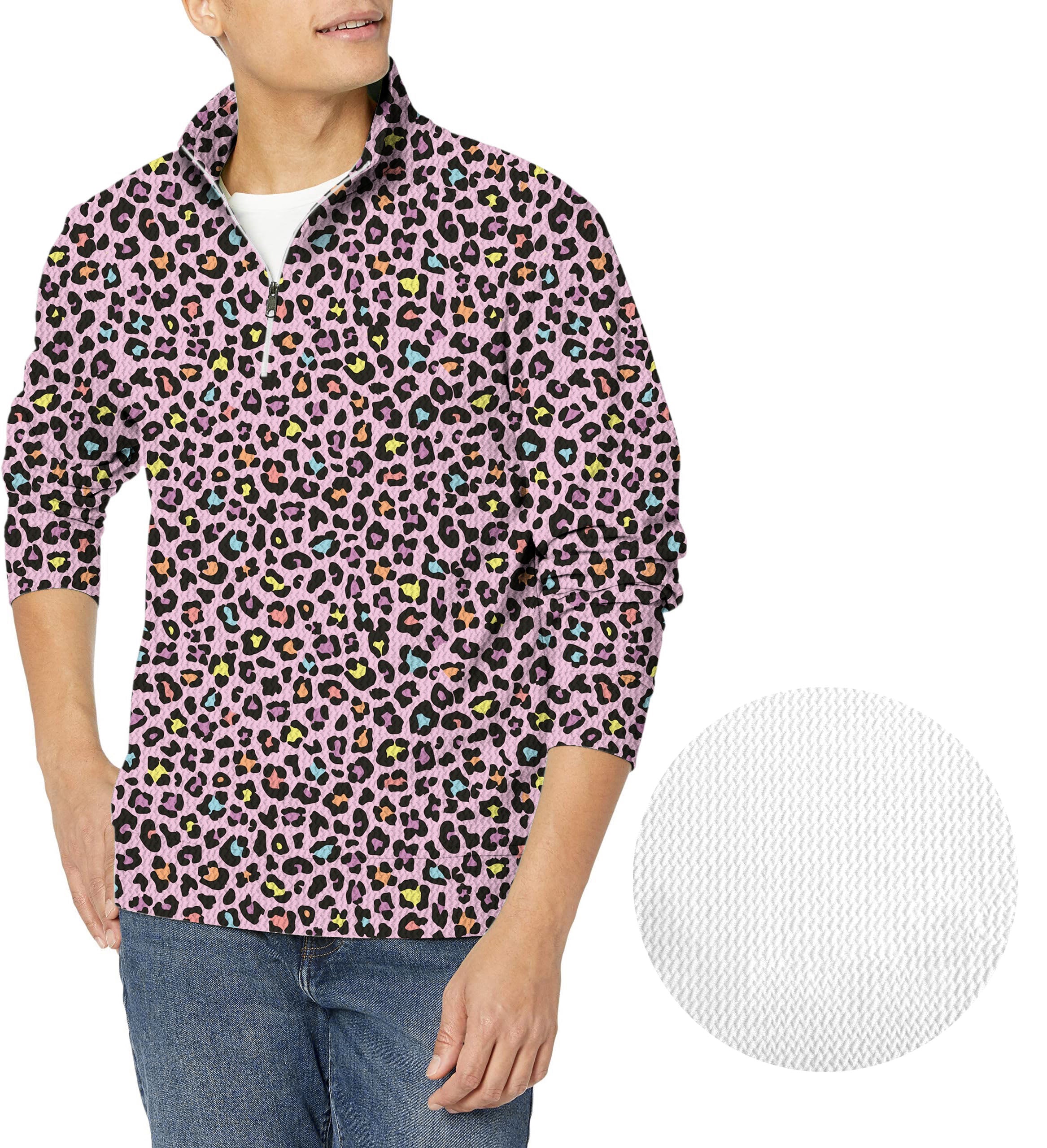 Leopard-Men's Golf Waffle Zipper Pullover