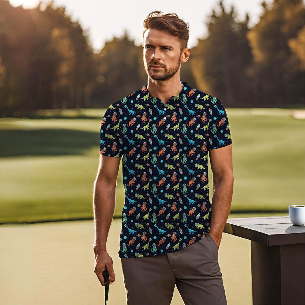 Men's Space Dinosaur golf polo