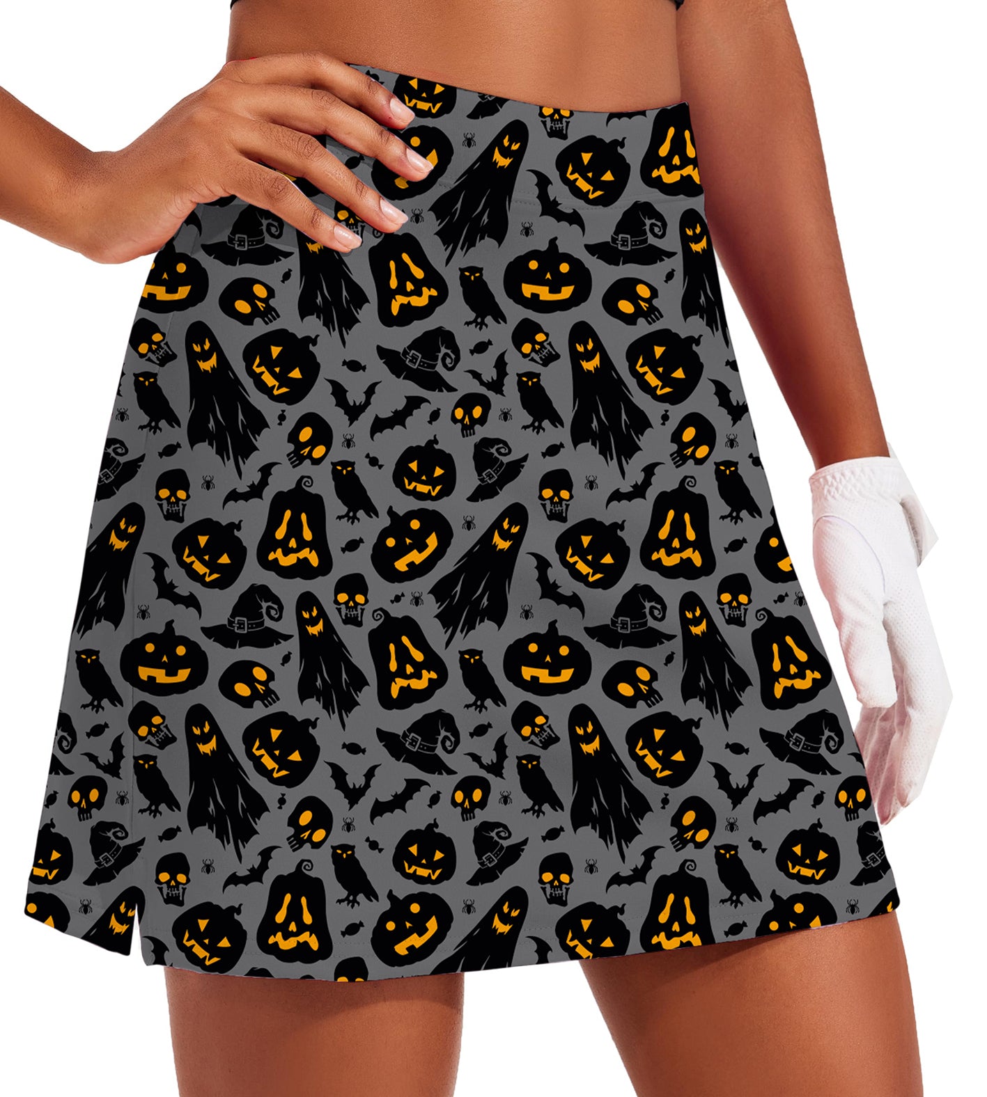 Women's Spooky Halloween Golf Skirts Inner Shorts Pocket