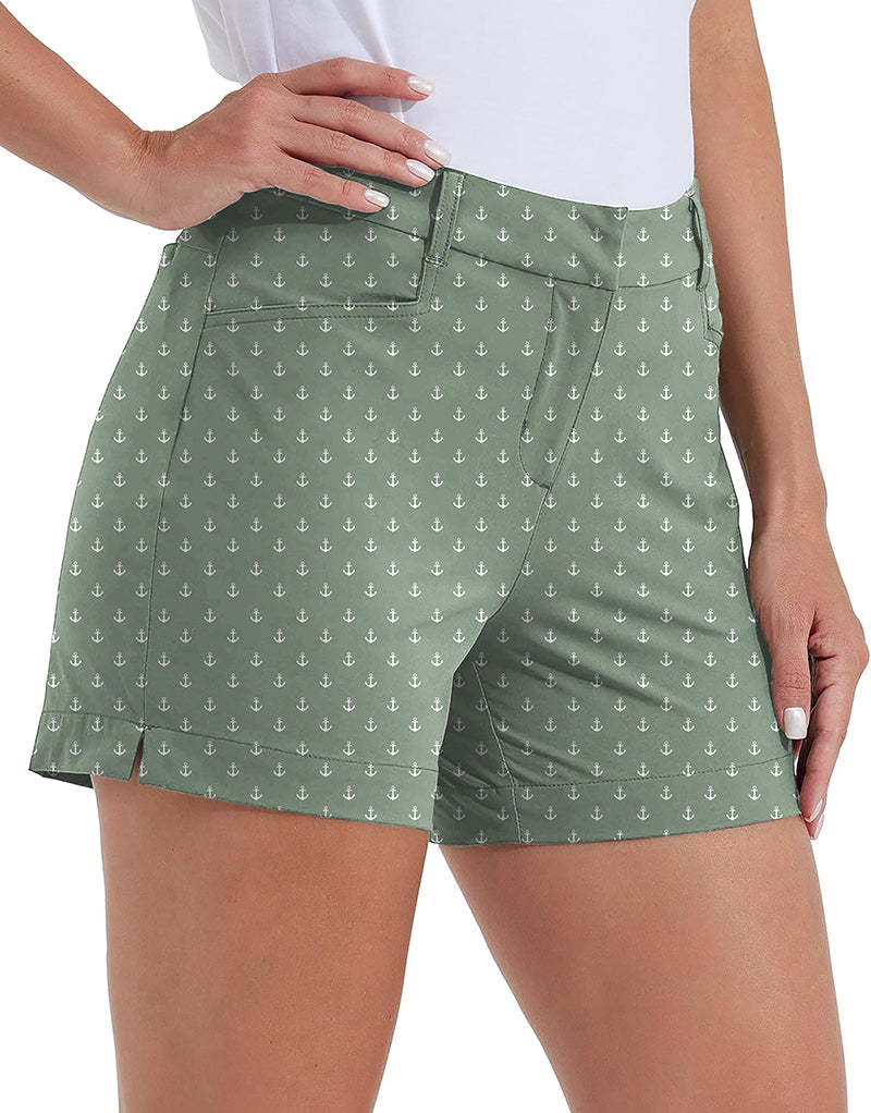 Light green anchor polo women's quick-drying golf shorts with pockets