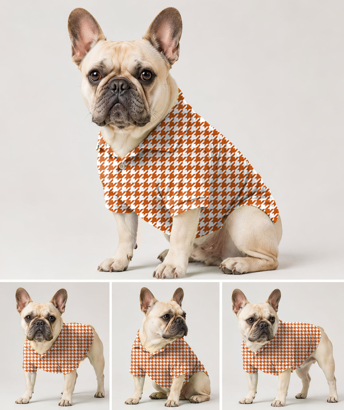 Dog's Halloween yellow and white houndstooth Golf Polo