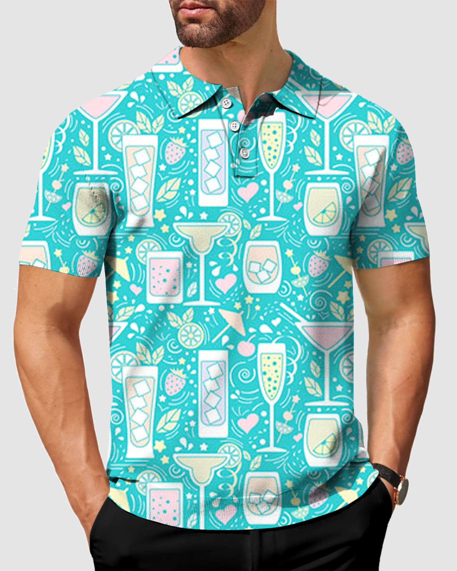 Men's Cocktails-Hello-Summer Polo