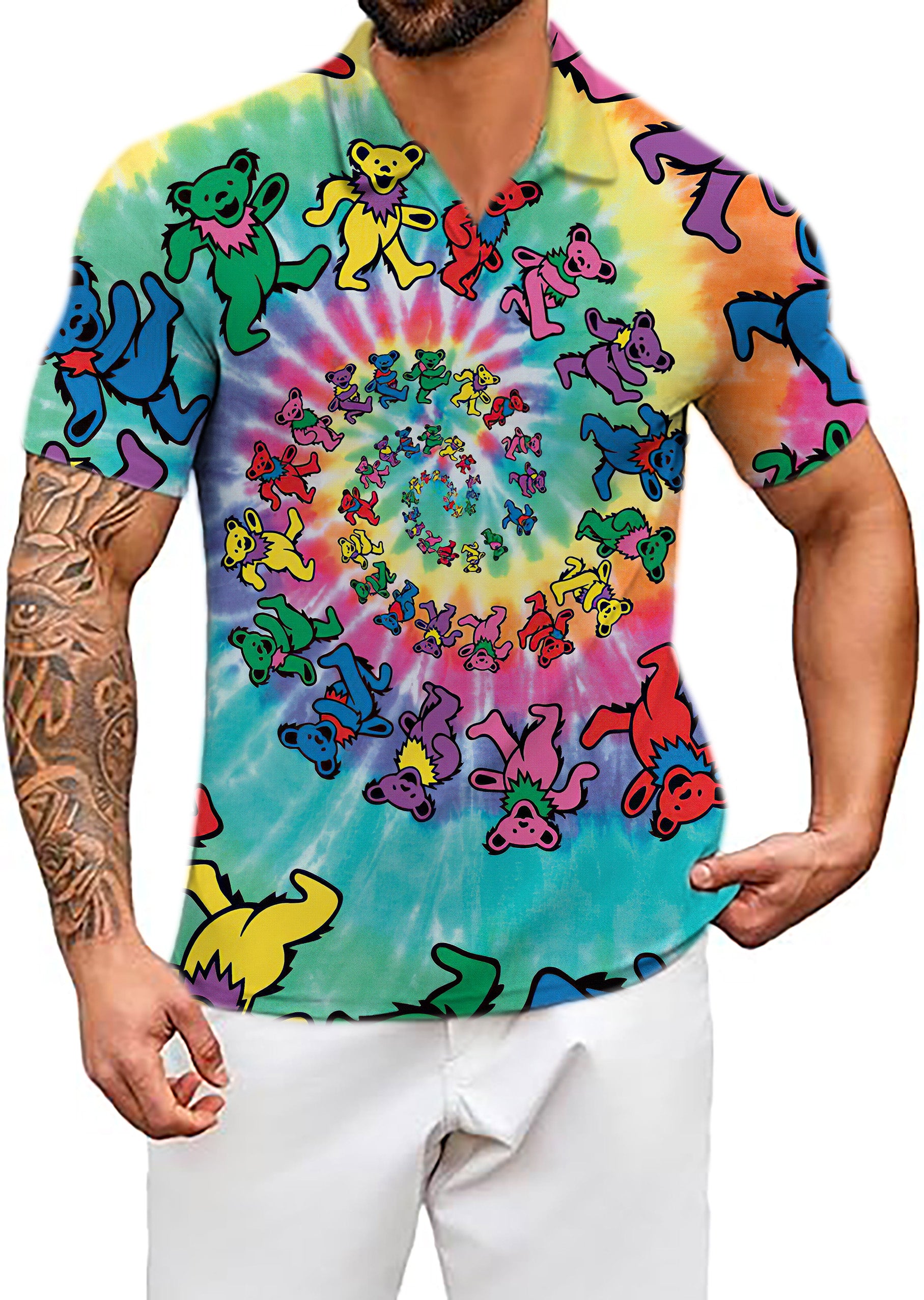 Men's Kaleidoscope Koala V Neck Golf Polo Shirts