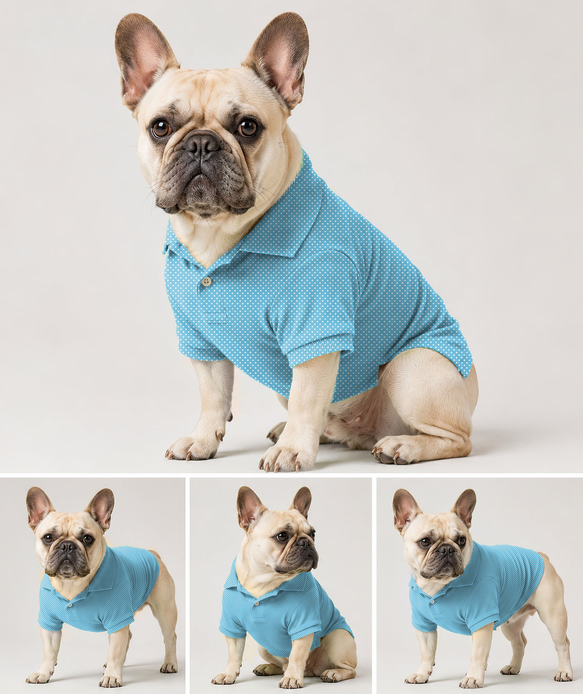 Dog's white polka dots blue background Golf Polo