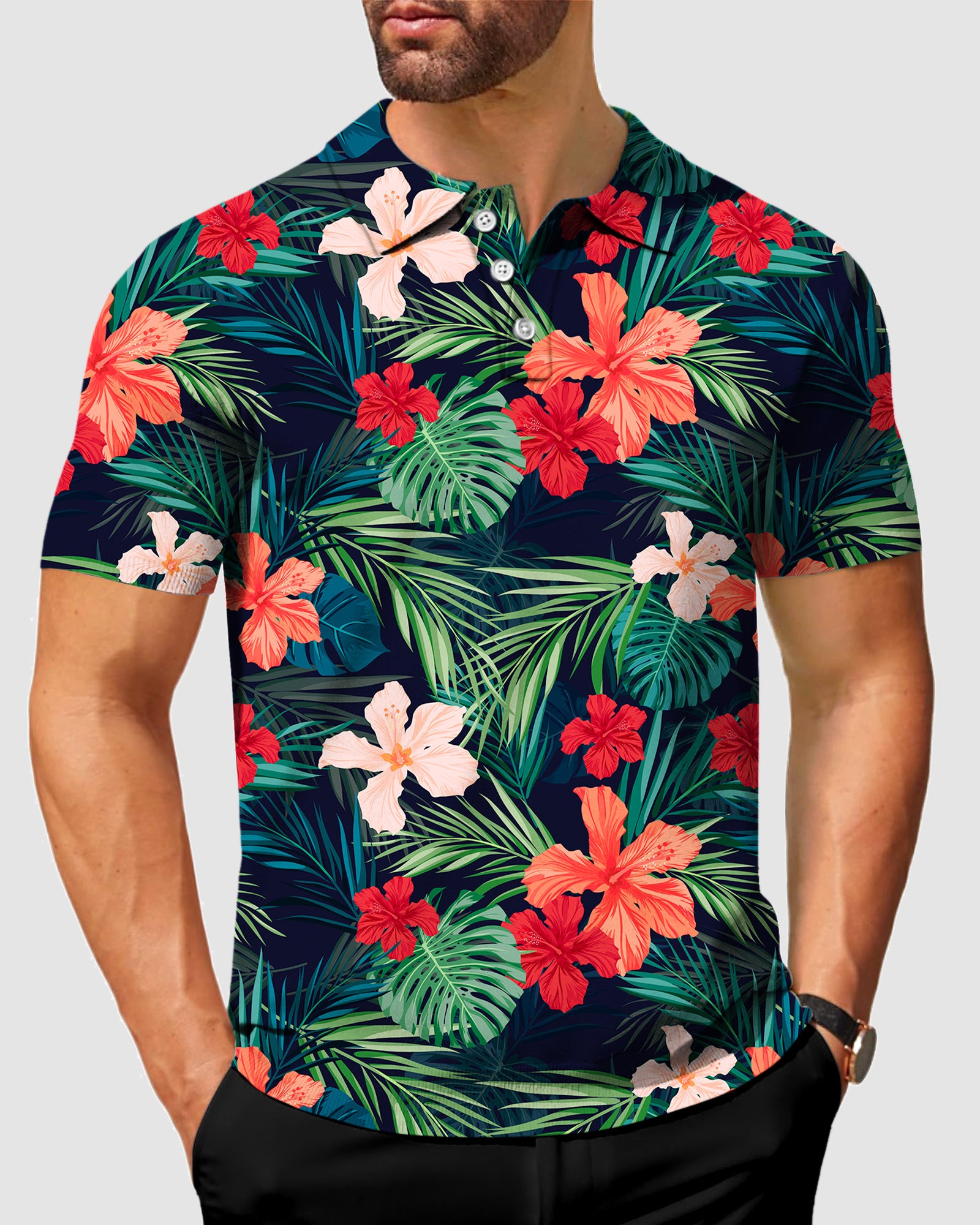 Men's Jungle Hibiscus Golf Polo