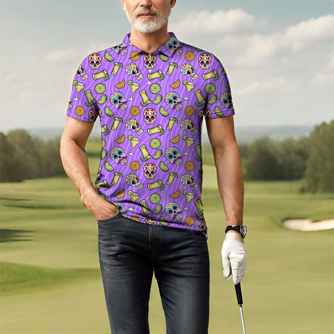 Men's golf polo Summer Tequila skull