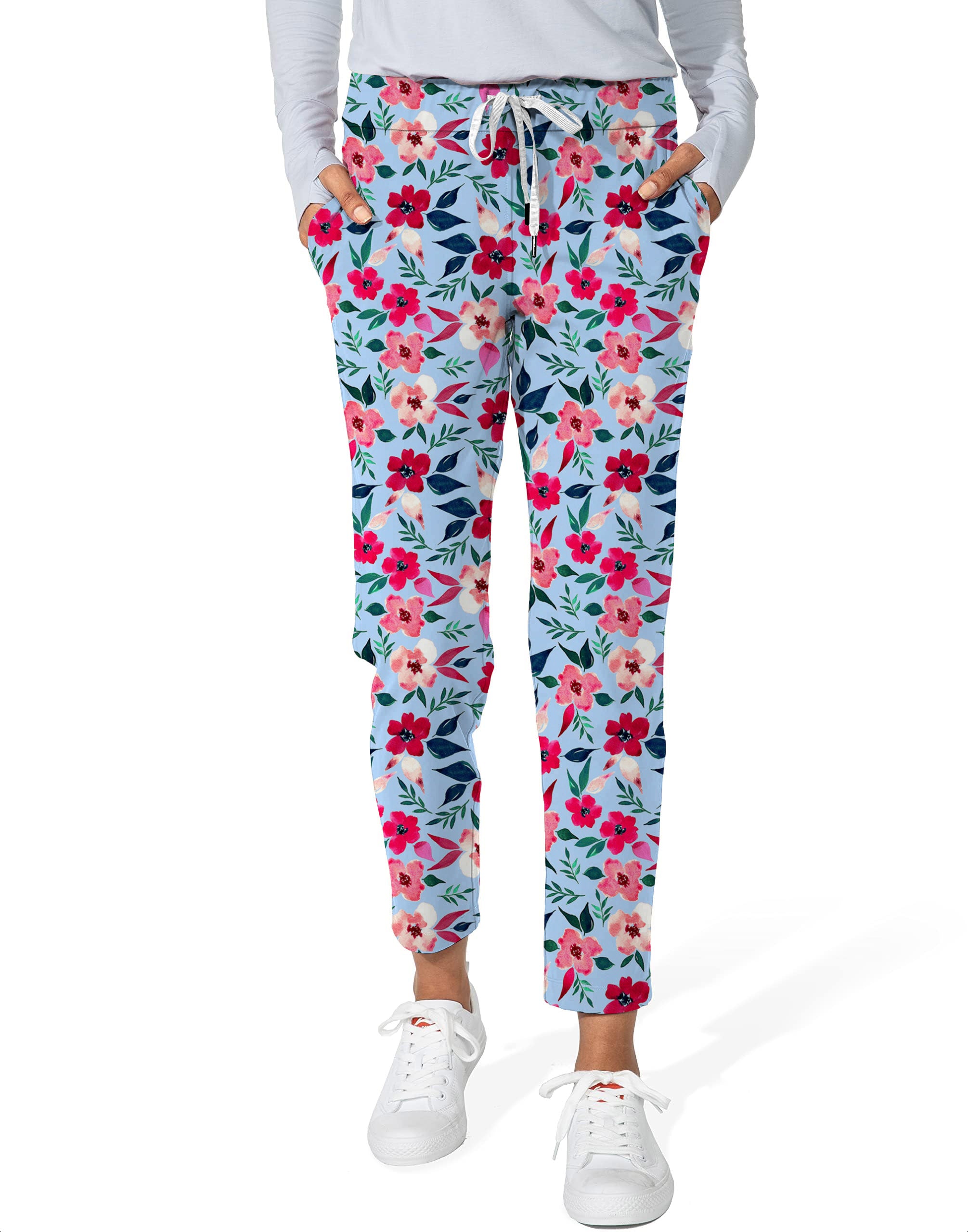 Tropical flowers-Women's 7/8 Stretch Ankle Golf Pants