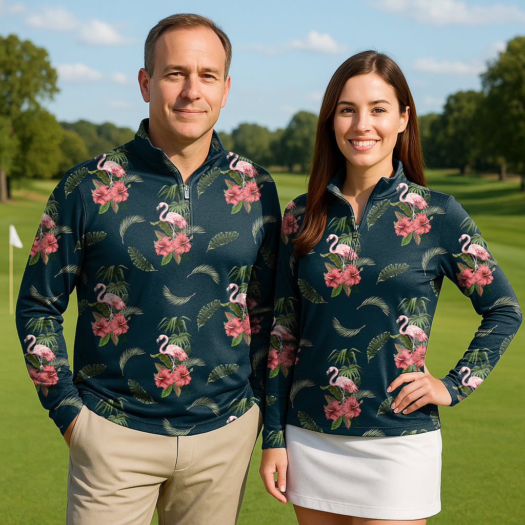 No Ka Oi Couple Golf Active 3/4 Zipper Top Long Sleeves