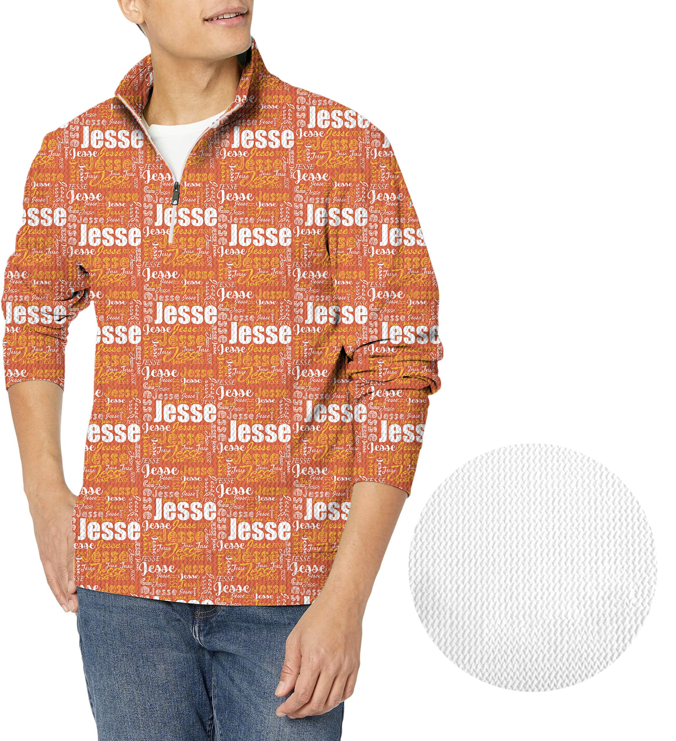 Custom name capper-Men's Golf Waffle Zipper Pullover