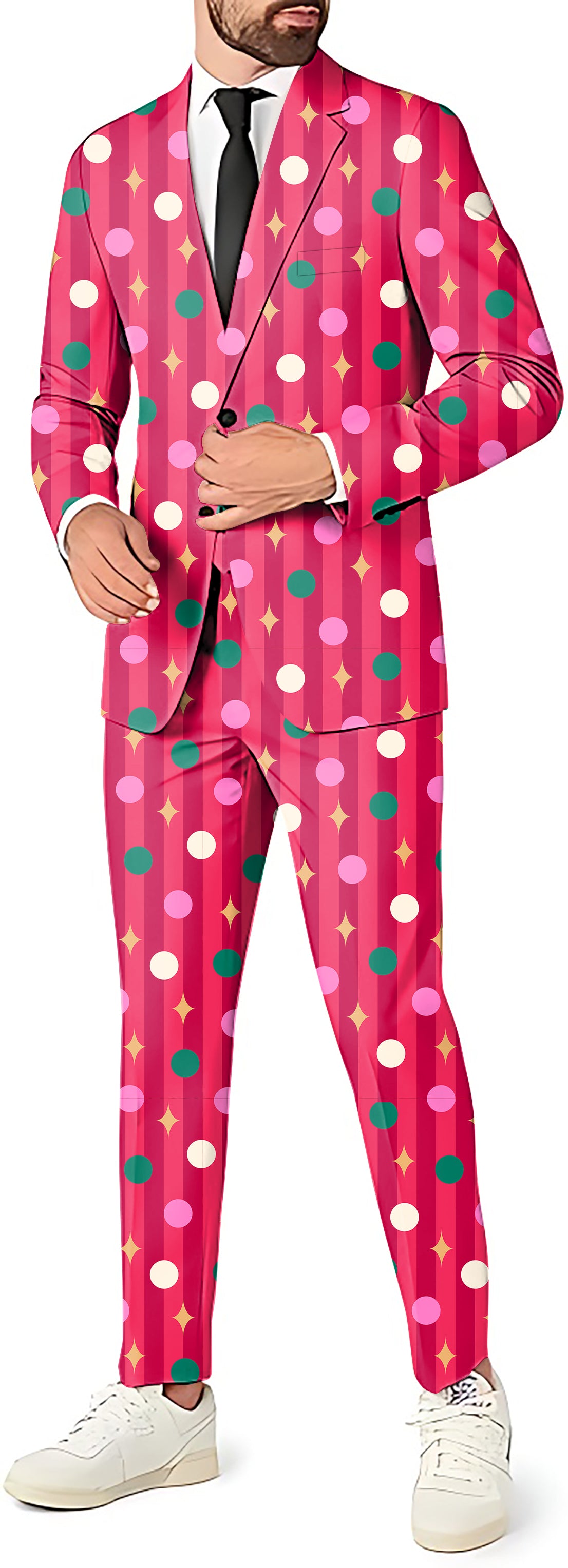 Red Christmas Lollipops Men's Party Costumes-Theme Party 2 or 3pcs Suit set-Blazer Pants & Vest
