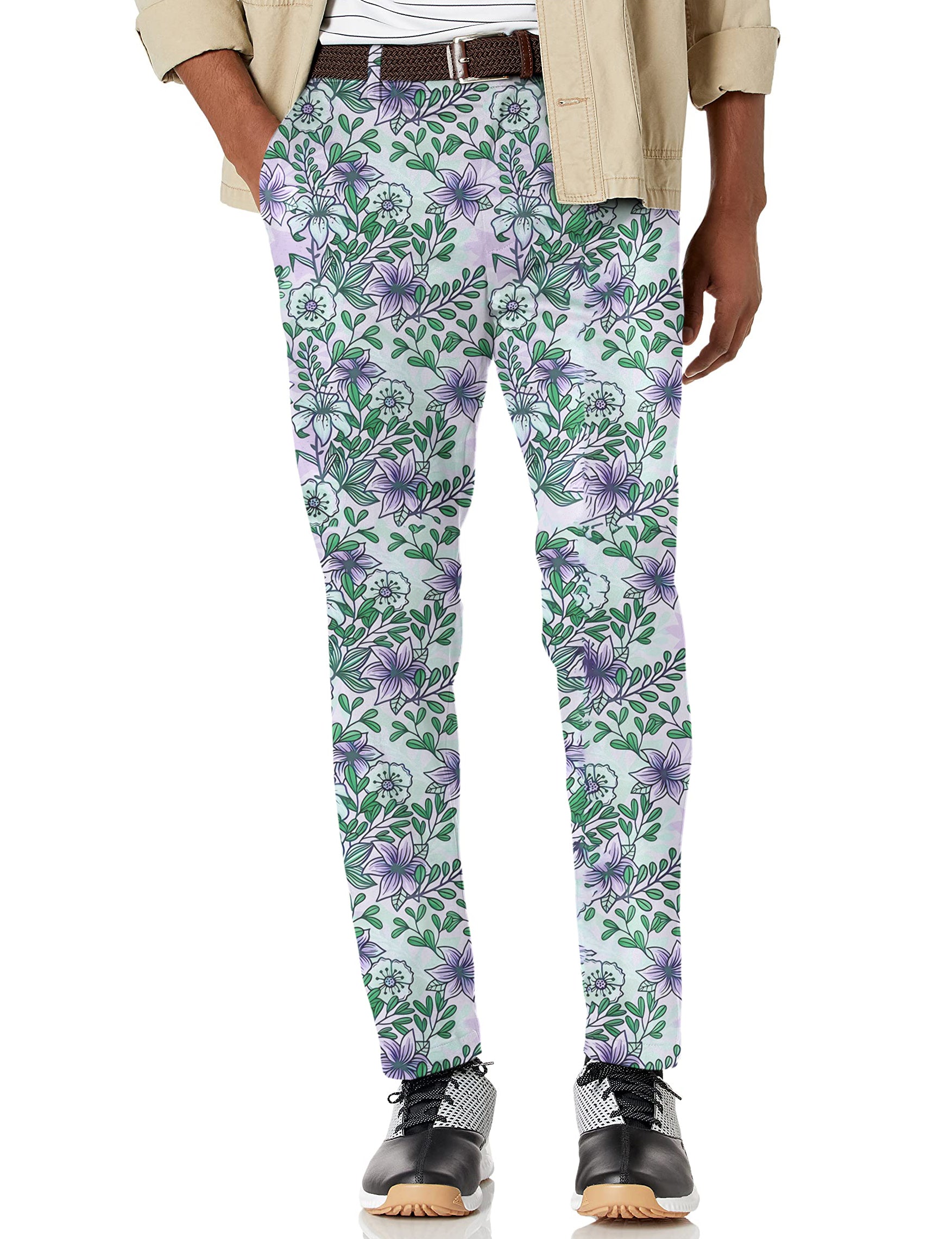 Men's Purple flowers Stretch Golf Pants