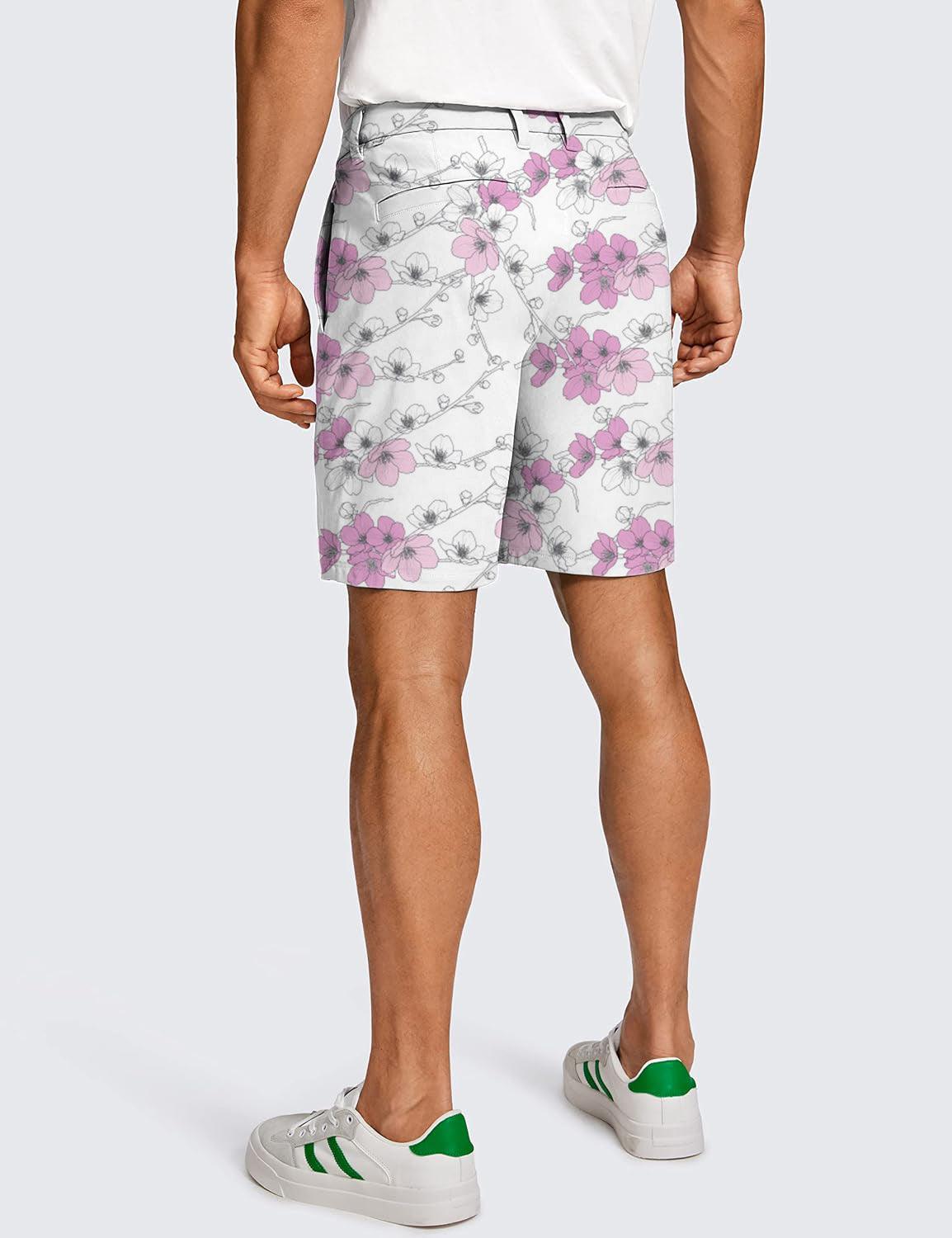 Men WHITE CHERRY BLOSSOM Golf Shorts