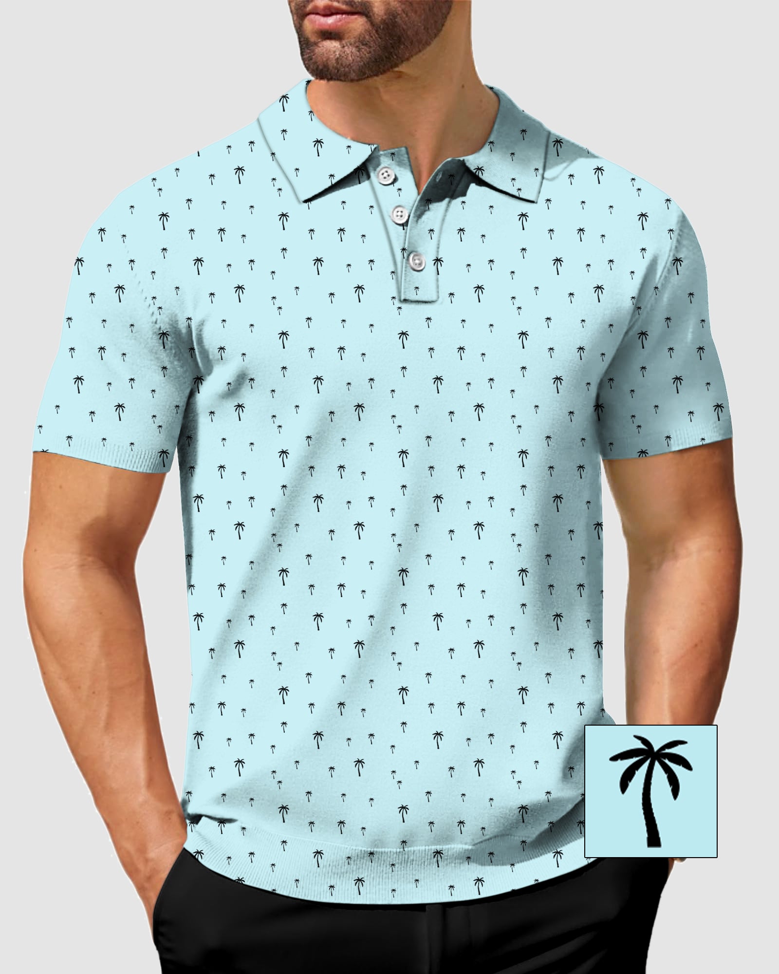 Men's light blue Polo Custom The Background Color