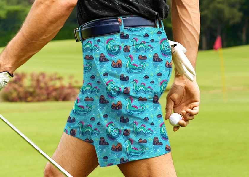 Men Loch Ness Monster Golf Shorts