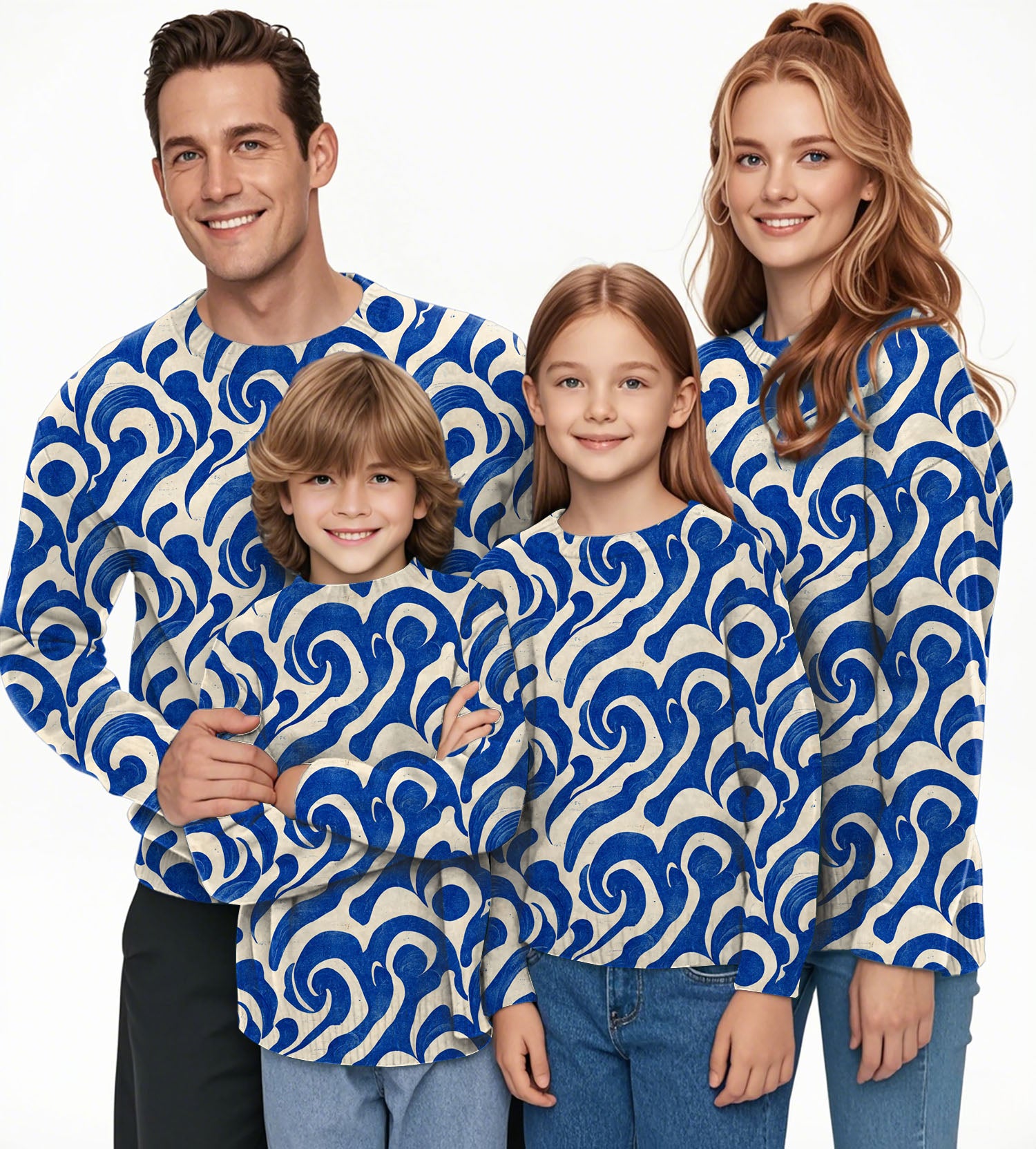 Blue Harmony Crewneck Pullover Ugly Sweater Men Women boy girl family