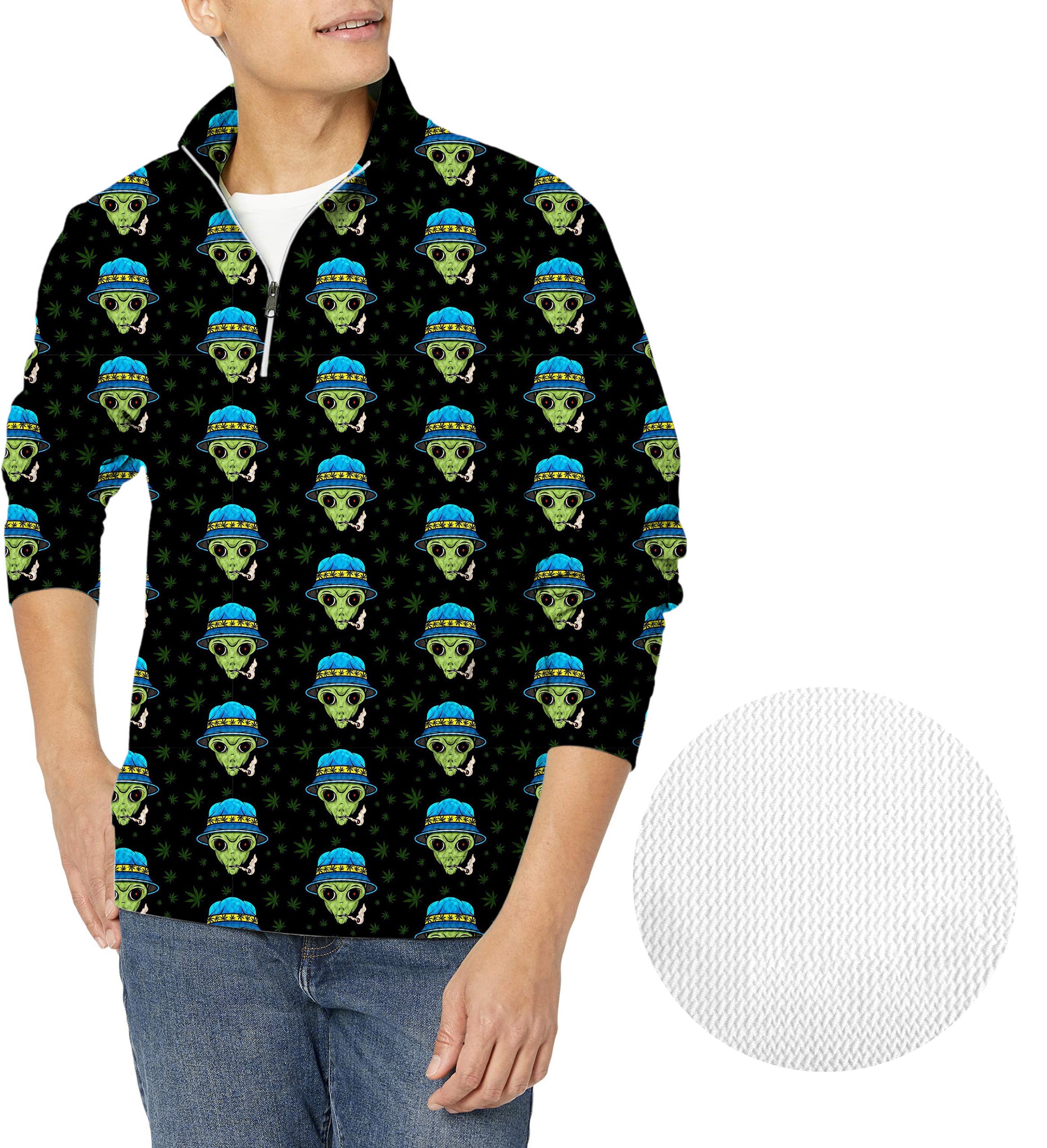 Smokin' Galactic-Men's Golf Waffle Zipper Pullover
