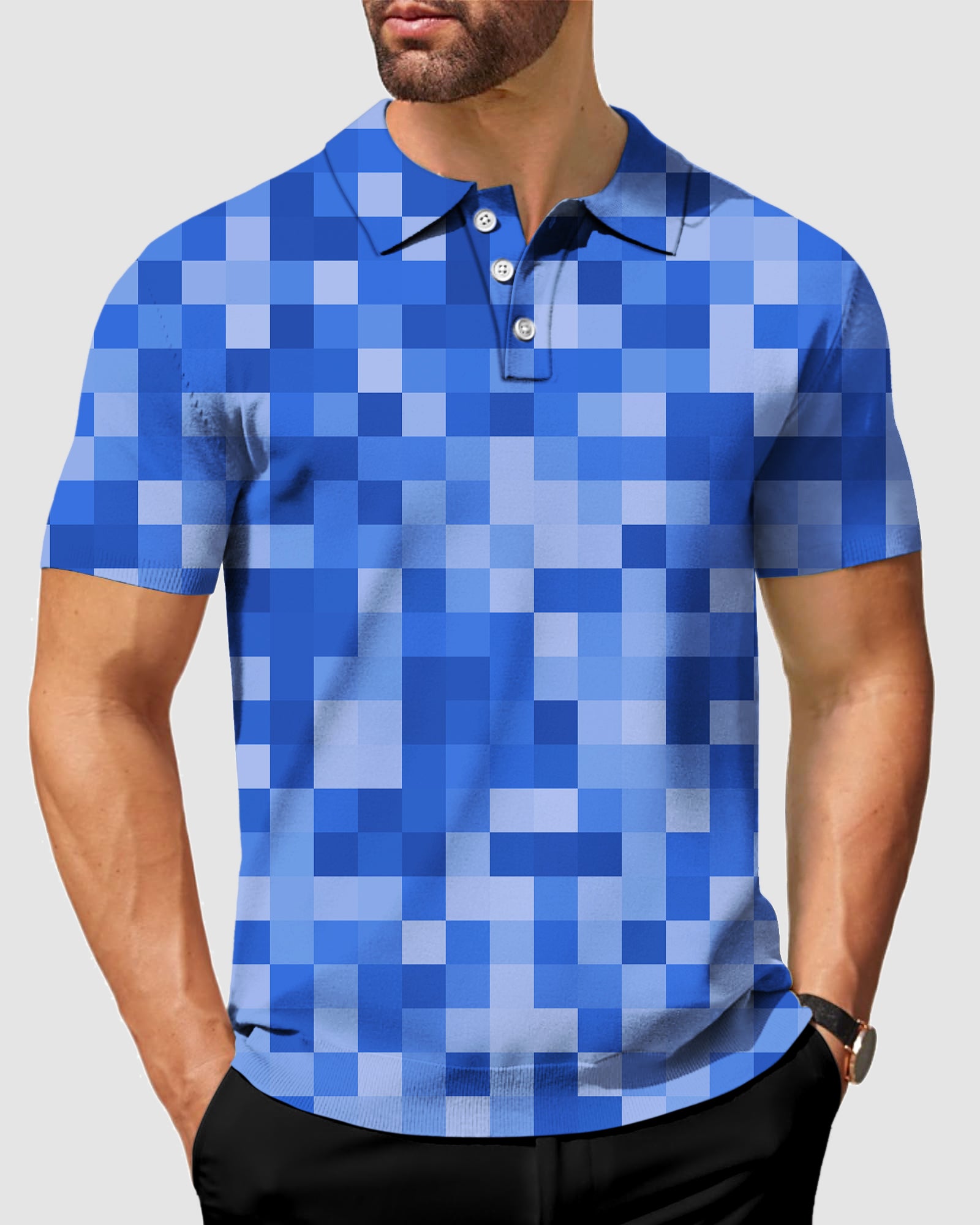 Men's Navy blue Pixel Big Polo