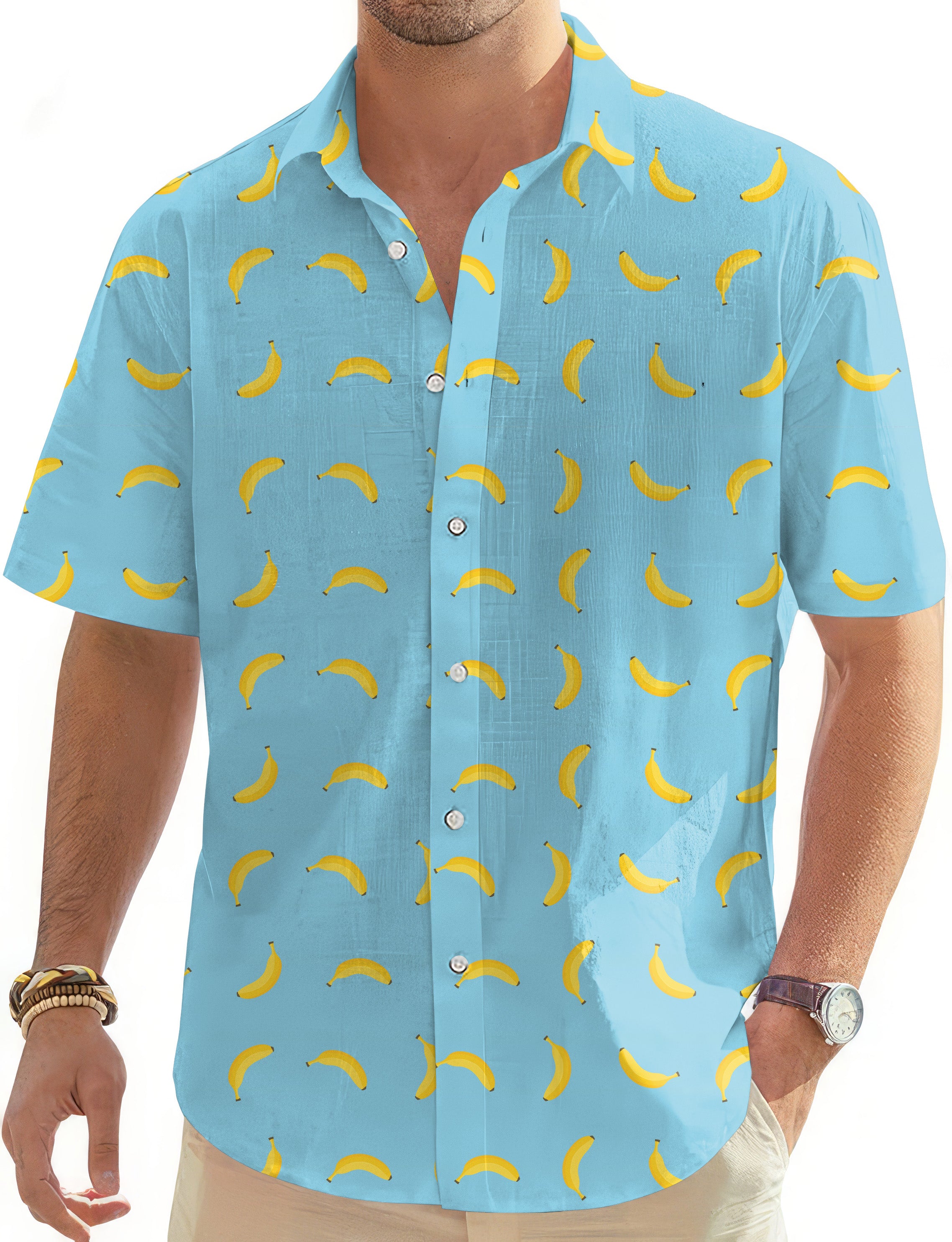 banana-Men's Golf Hawaiian Shirts Button Down Shirt