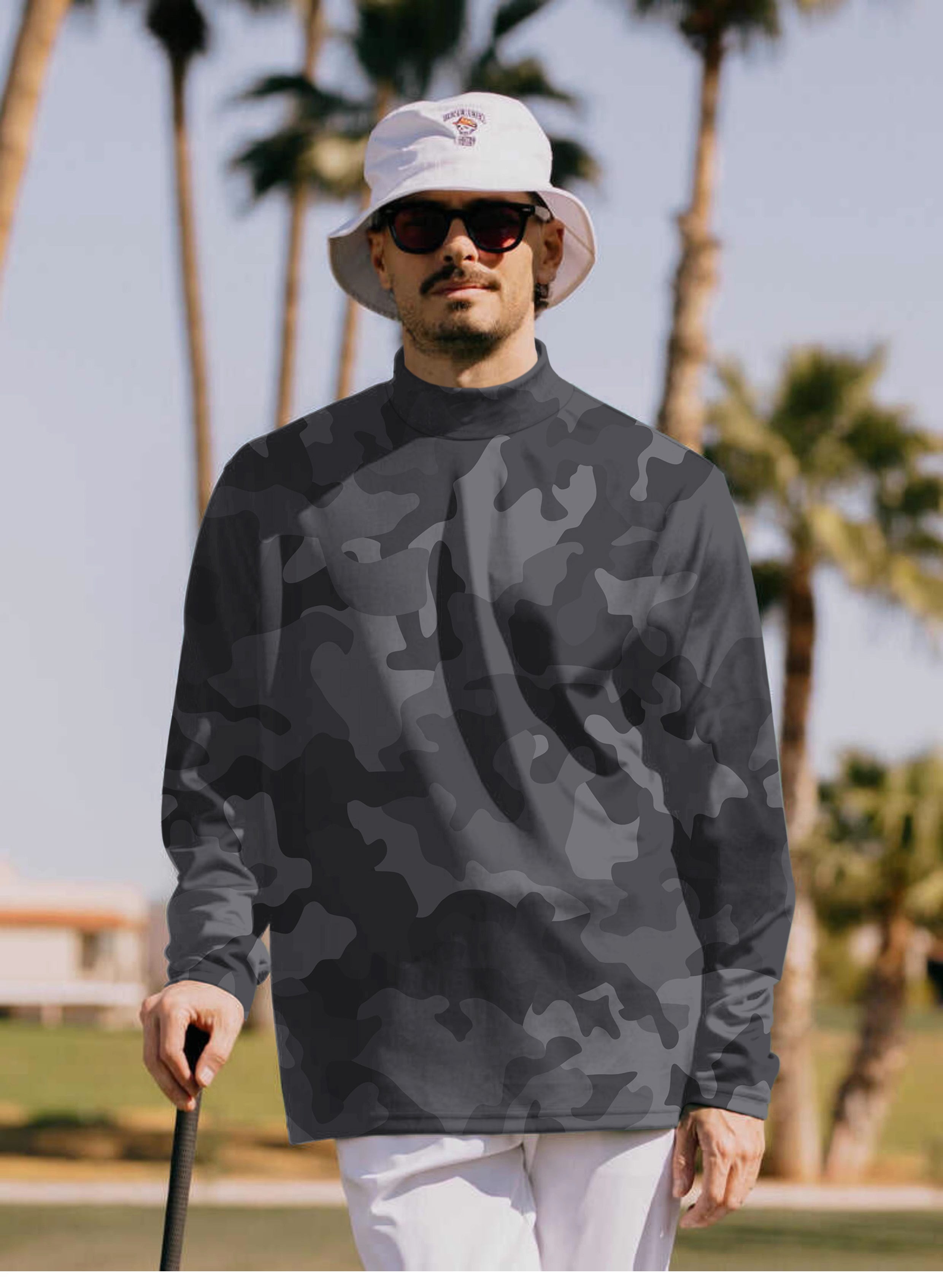 Men's Ghost Camo Pullover High neck Long/Short sleeve T-Shirt