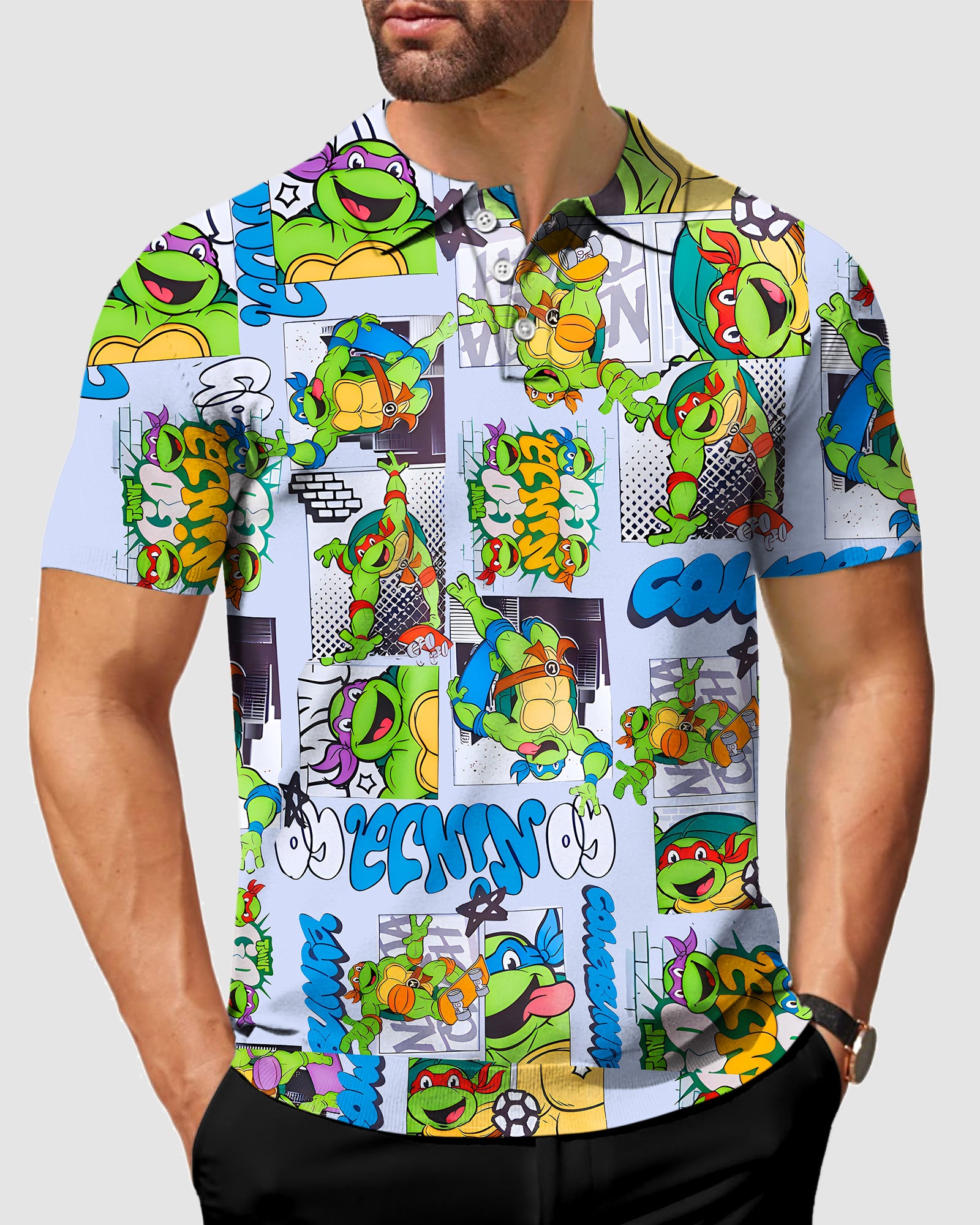 Men's golf polo TMNT - Comic Strip