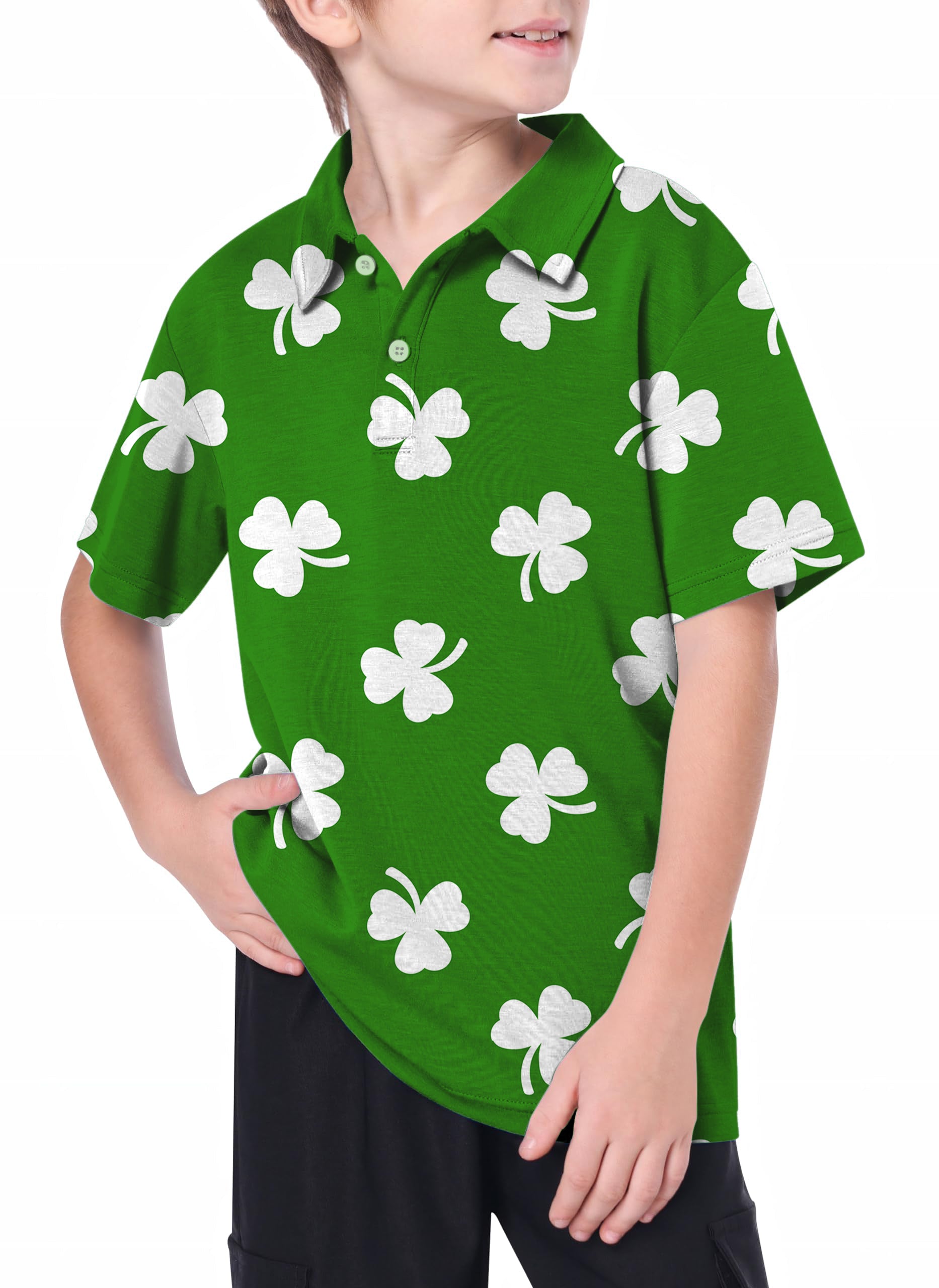 Youth Leaf clover St. Patrick's Day Golf Polo