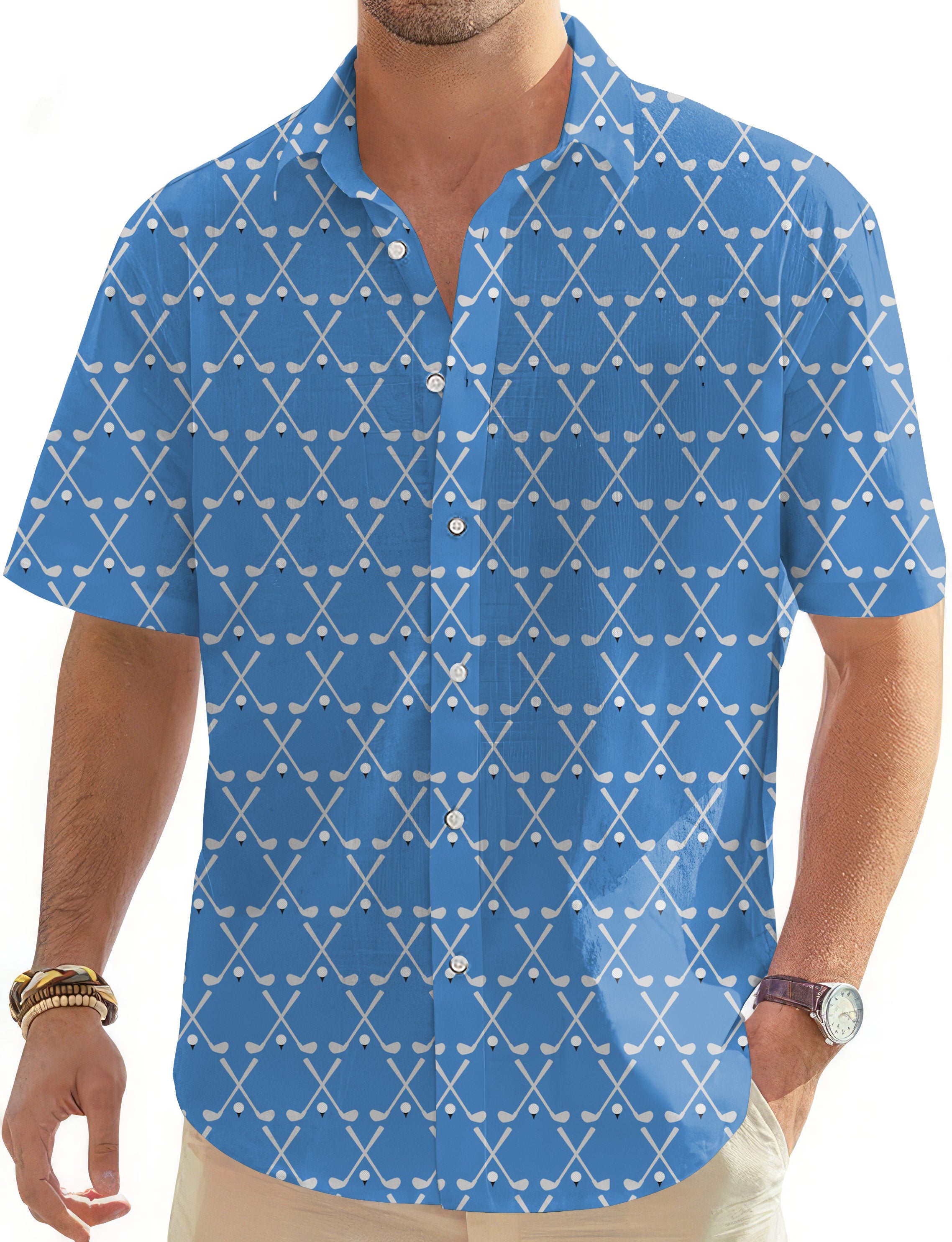 On Tap-Men's Golf Hawaiian Shirts Button Down Shirt