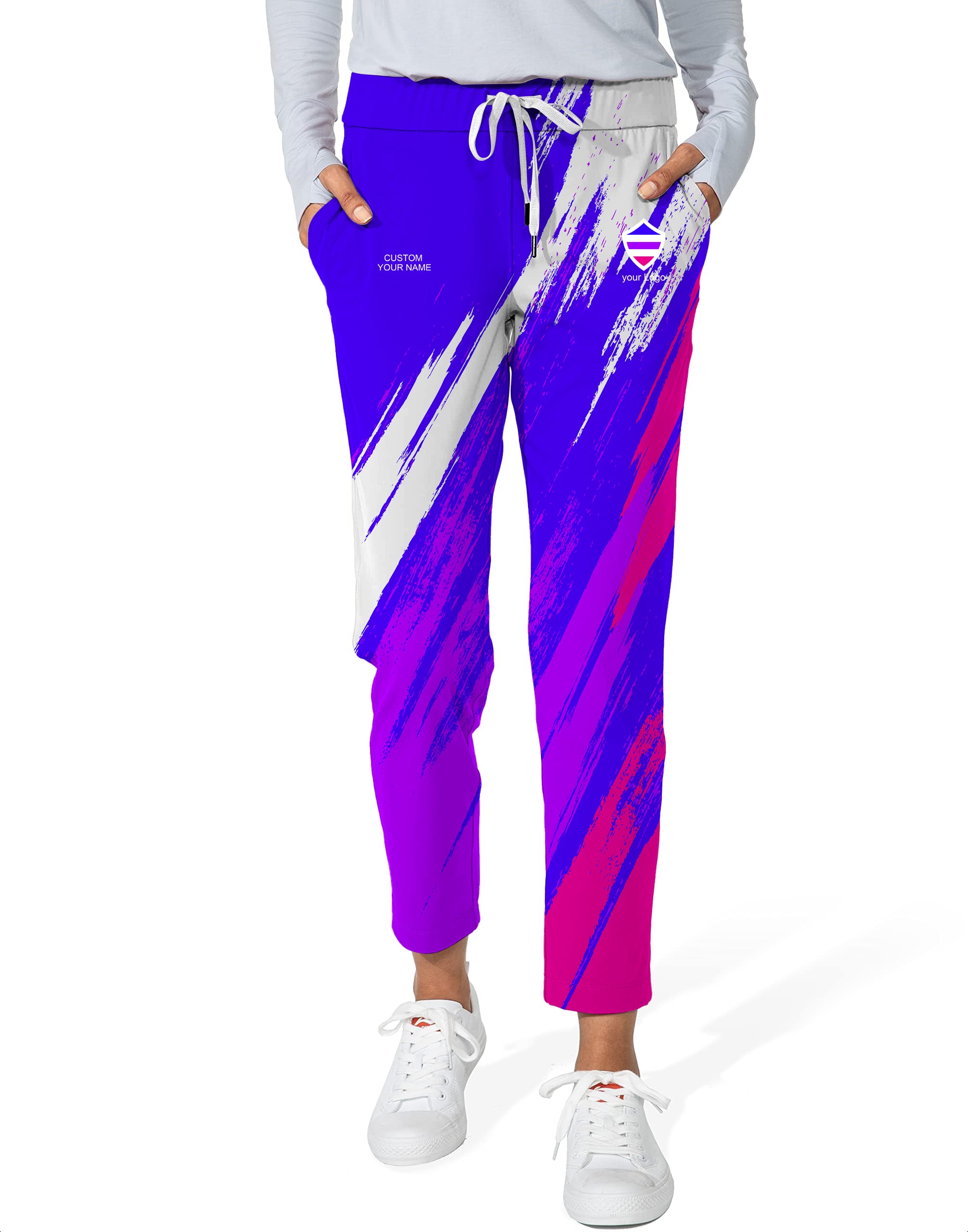 blue purple pink sport Team-Women's 7/8 Stretch Ankle Golf Pants