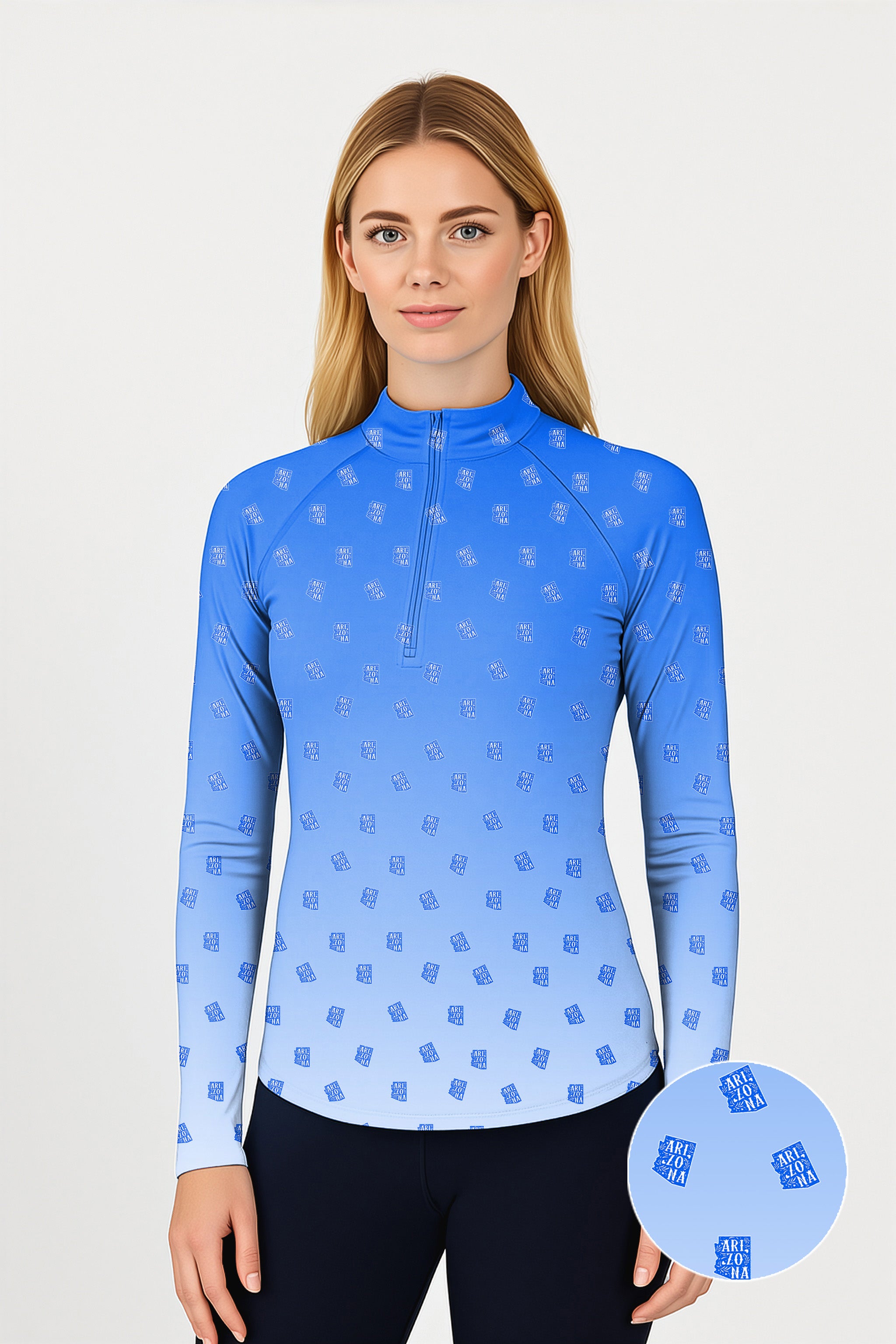 Blue Arizona Women's Golf Active 3/4 Zipper Top Long Sleeves