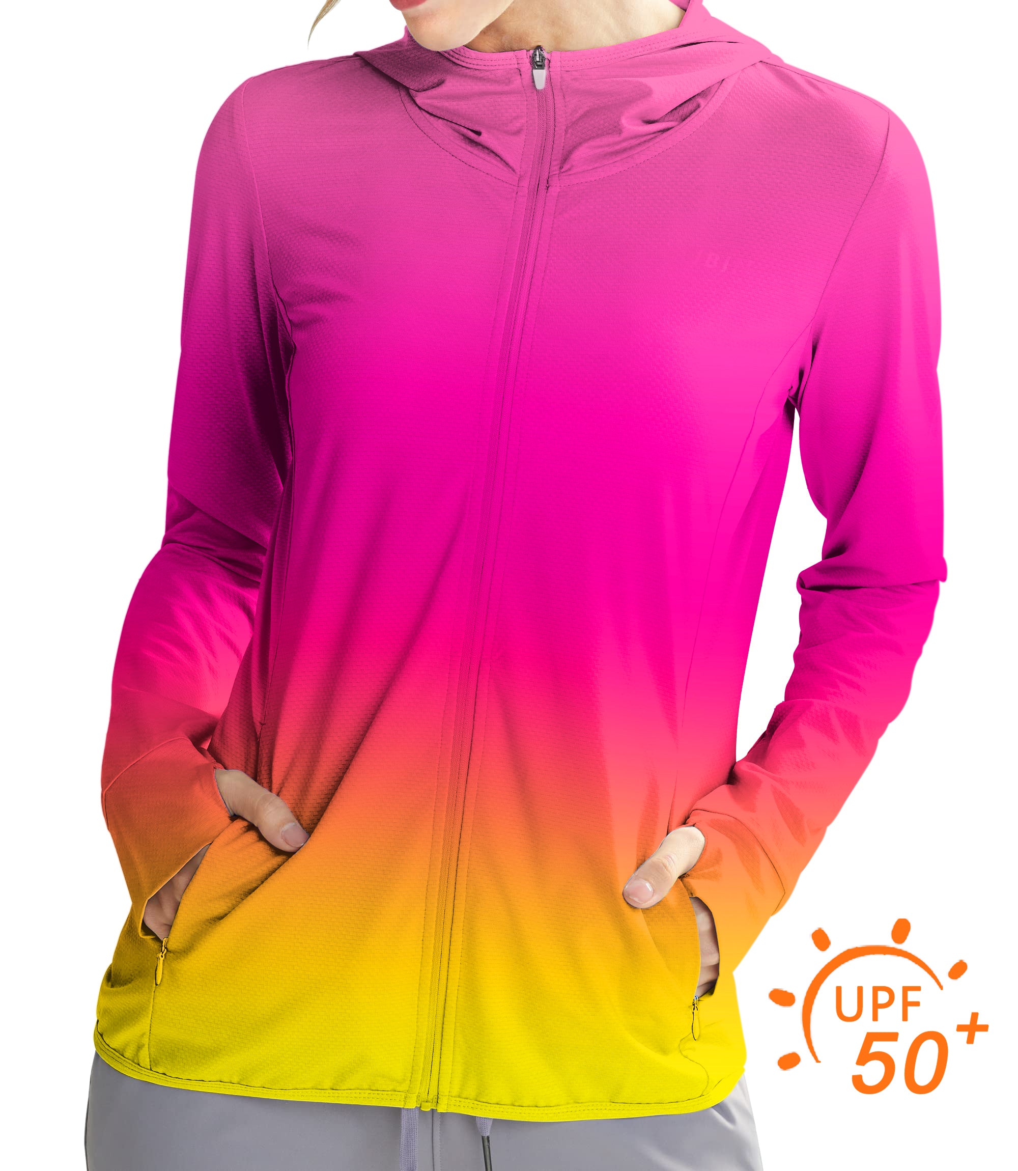 Women's Outdoor Neon Gradients Golf Sun Protection Slim Fit zip hoodies