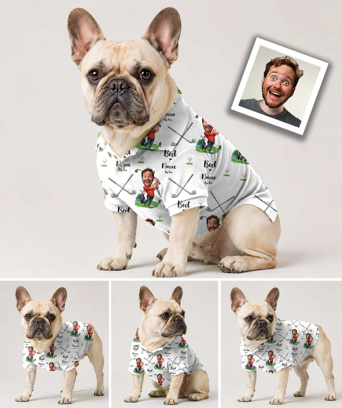 Dog's Custom Photo Face & Your Name Golf Polo