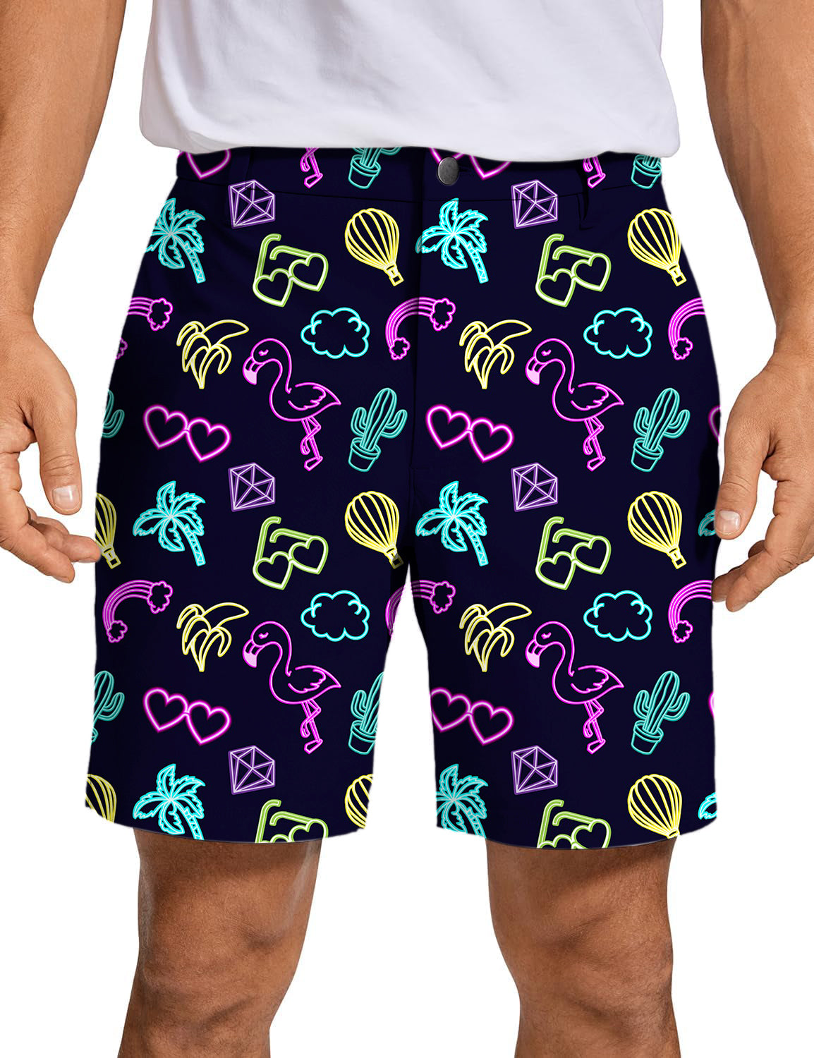 Men's Neon Flamingo Golf Shorts