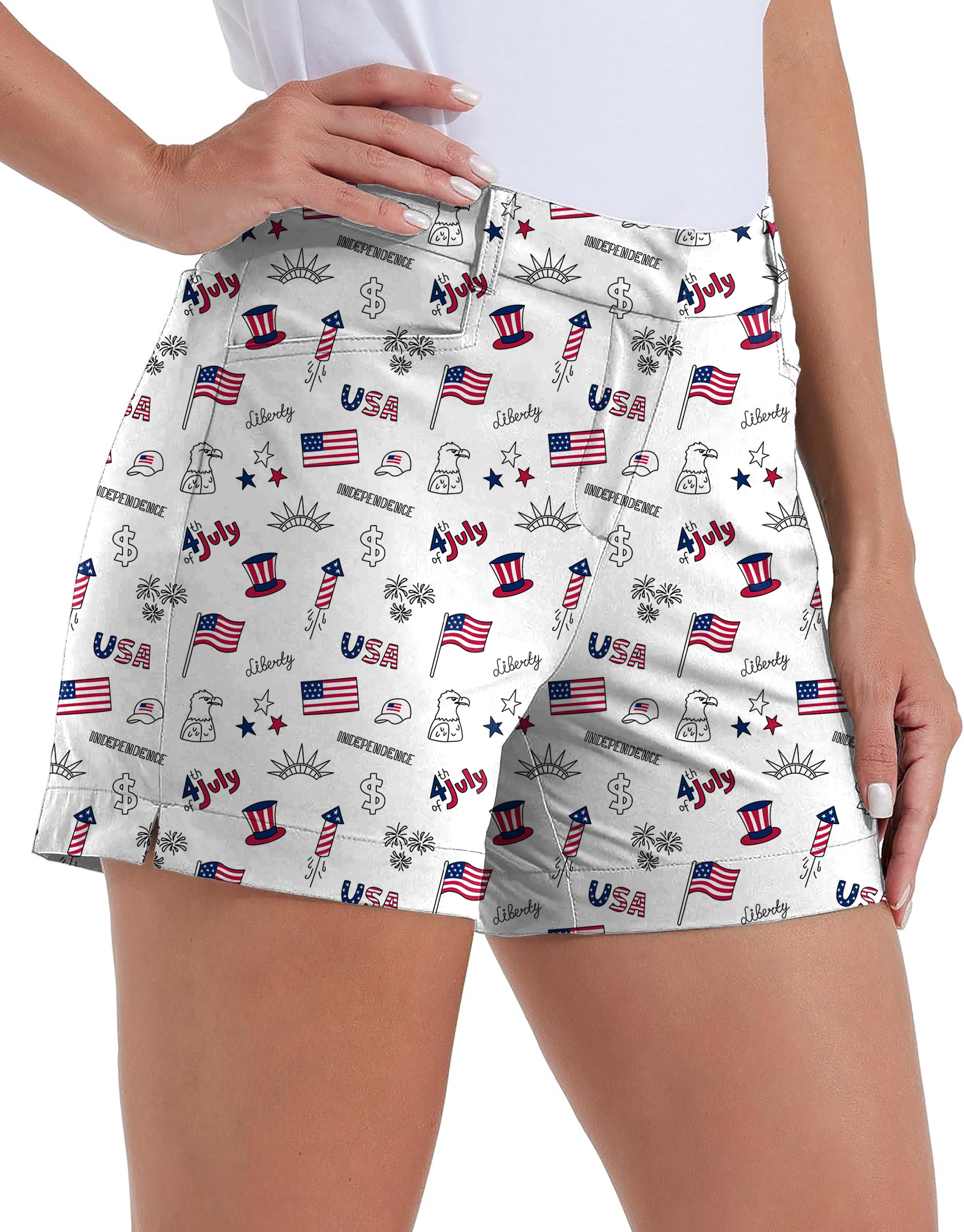 American flag Quilting Golf Cover Set Own Logo 4.5/7/10" Golf Shorts Quick-Drying Woman Outdoor Casual Shorts With Pockets Waterproof