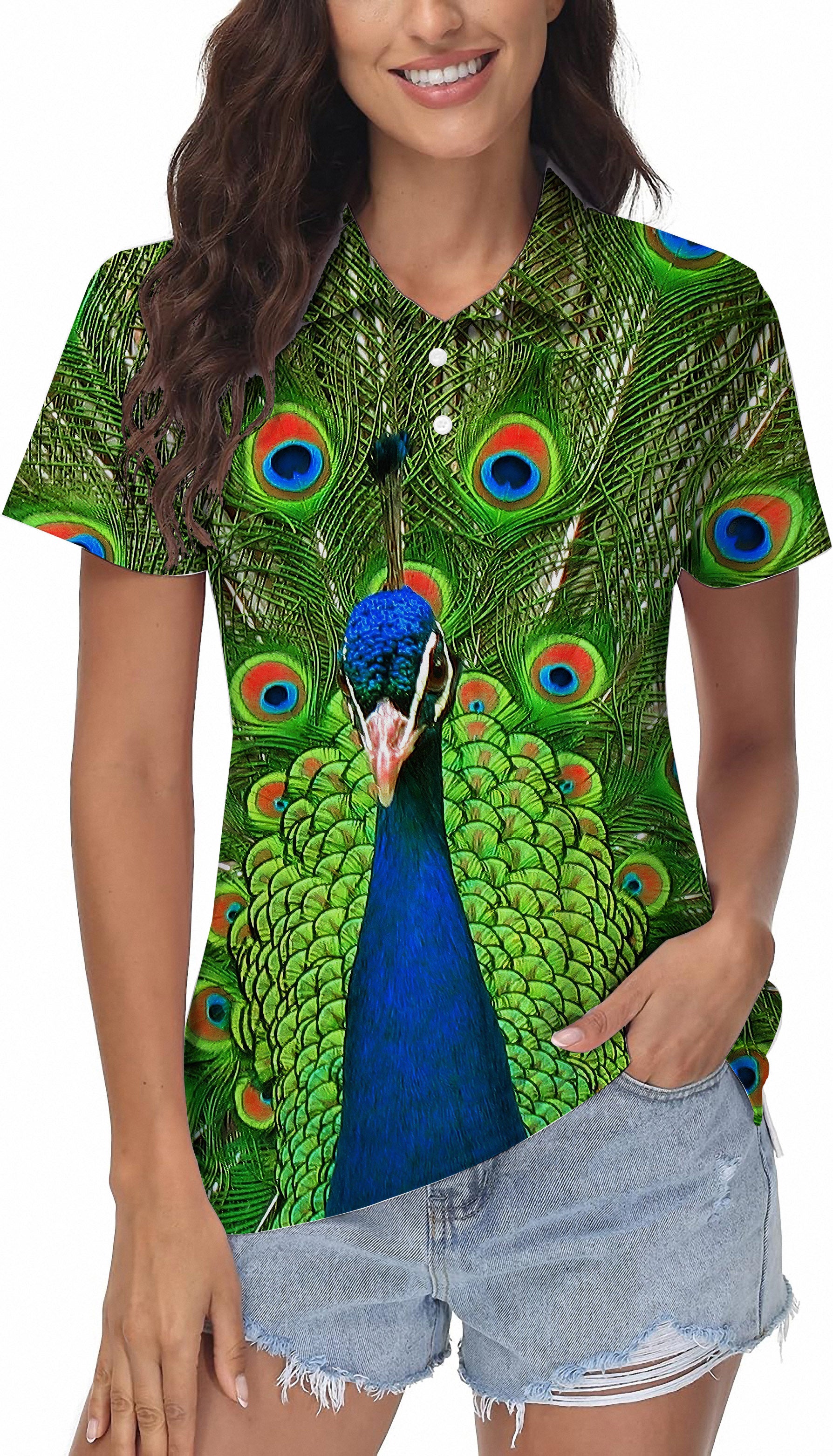 peacock flaunting its tail Women's Golf Polo