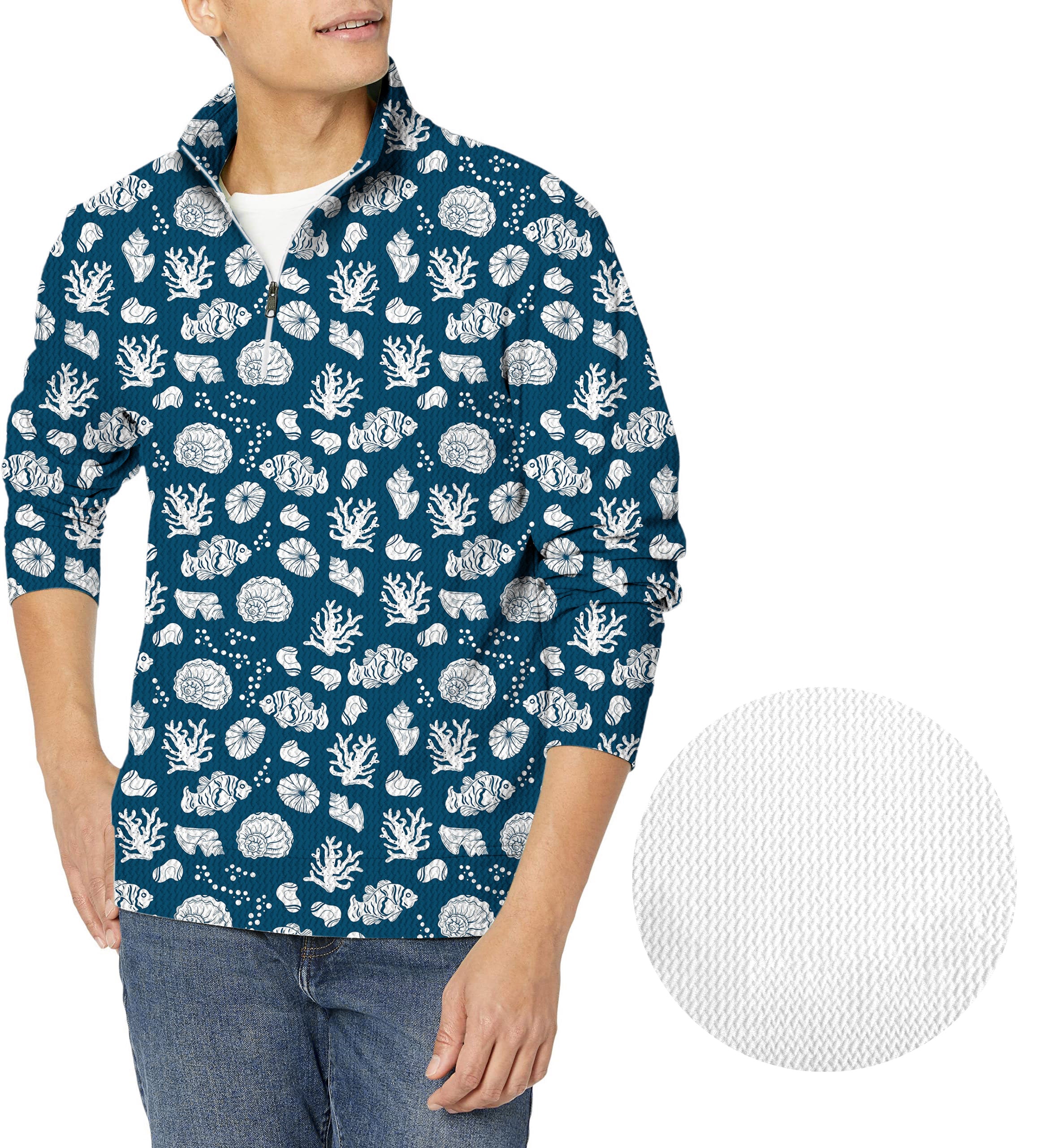 Tropical Fish-Men's Golf Waffle Zipper Pullover
