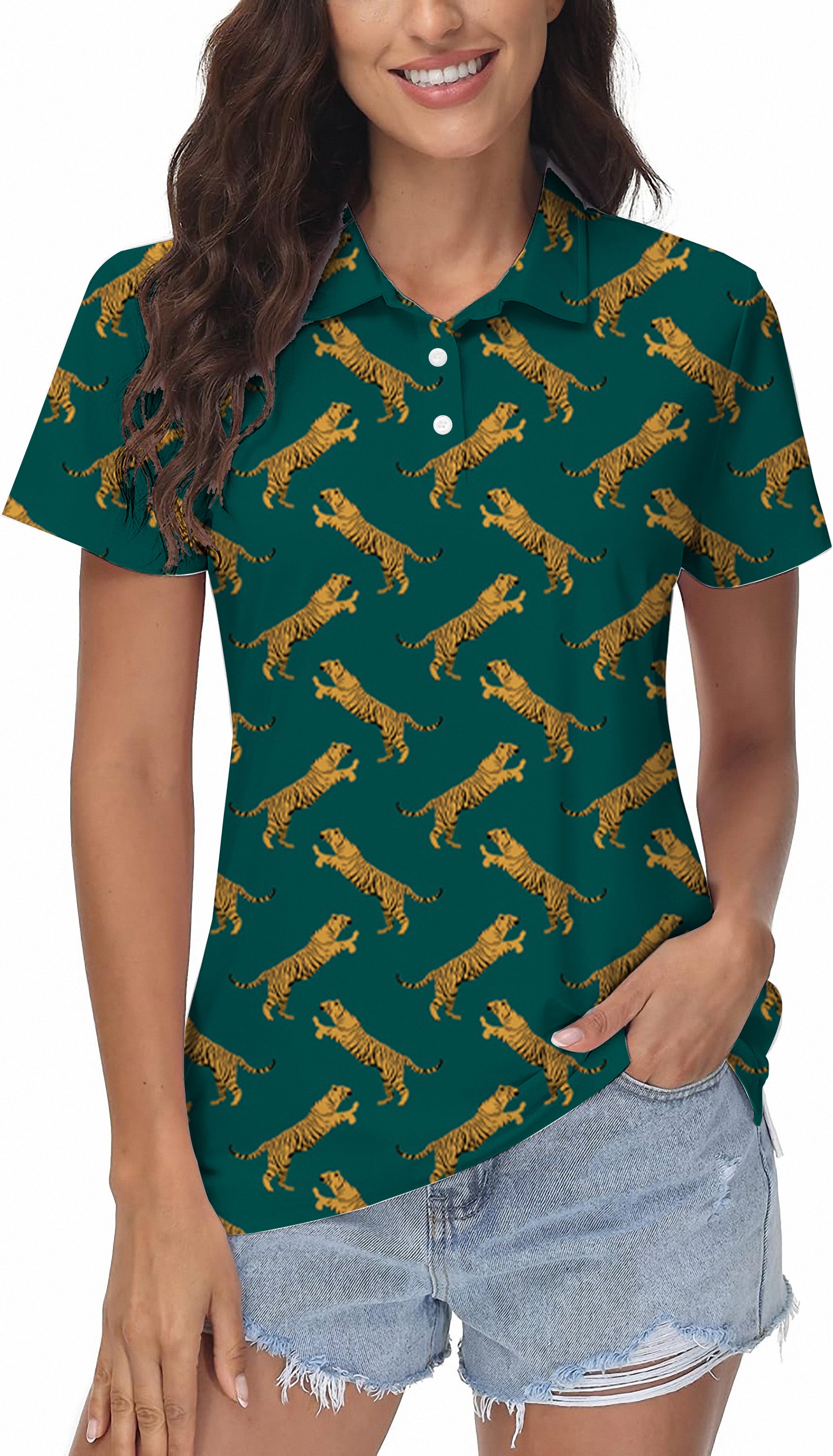 green tiger Women's Golf Polo